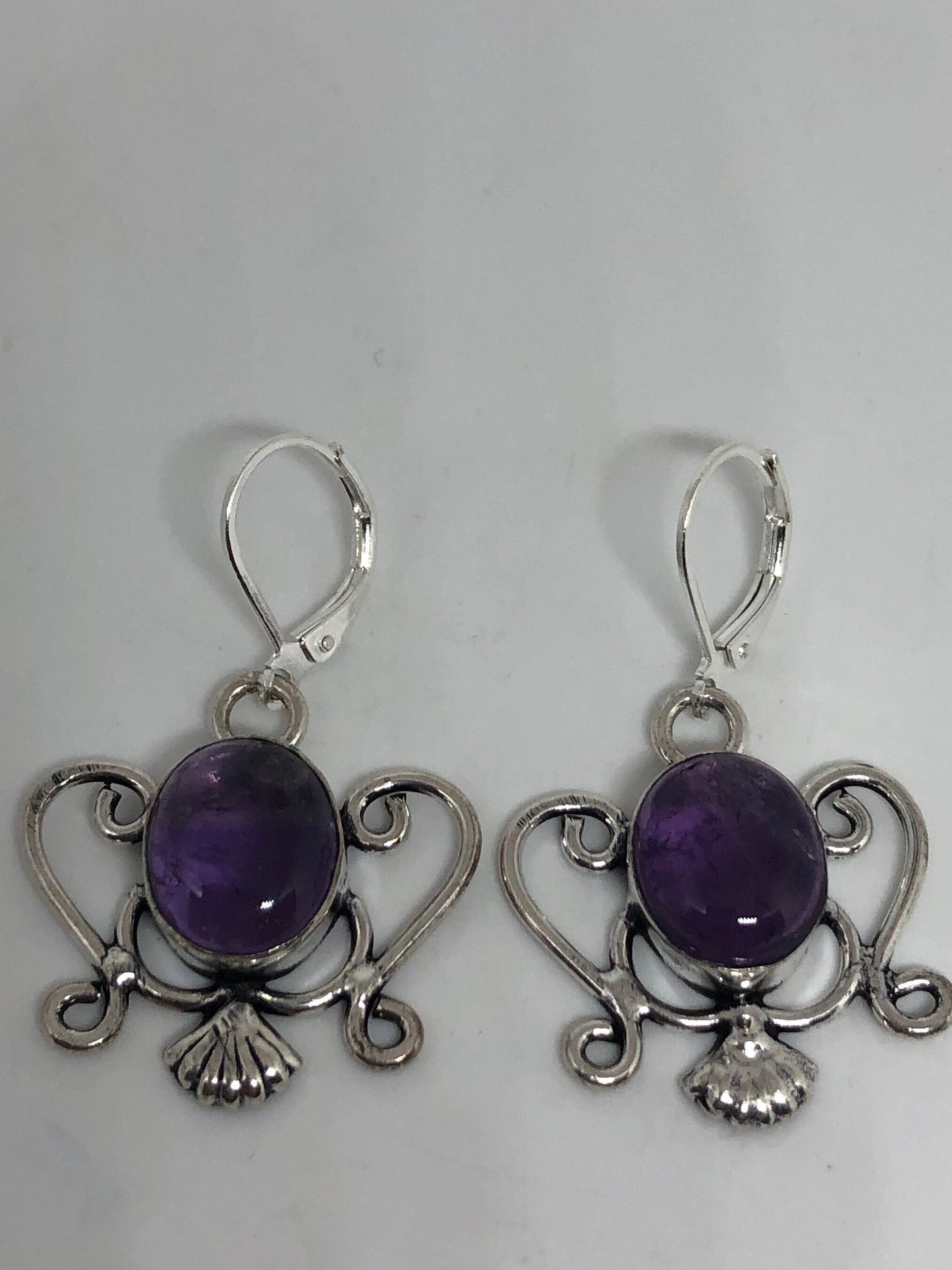 Vintage Sterling Silver Purple Amethyst Earrings