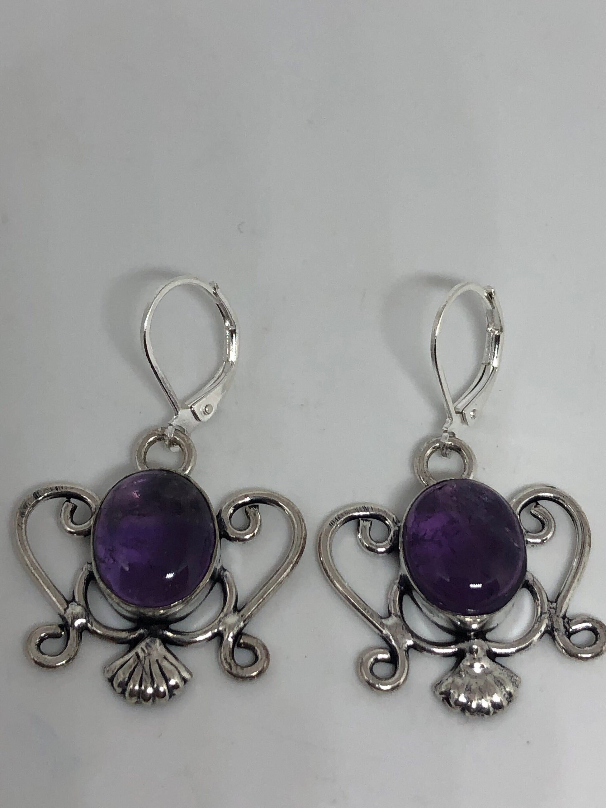 Vintage Sterling Silver Purple Amethyst Earrings