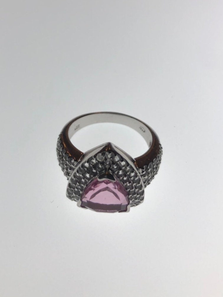 Vintage Pink Toumaline Doublet 925 Sterling Silver Ring