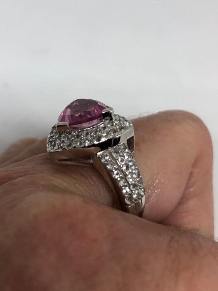 Vintage Pink Toumaline Doublet 925 Sterling Silver Ring