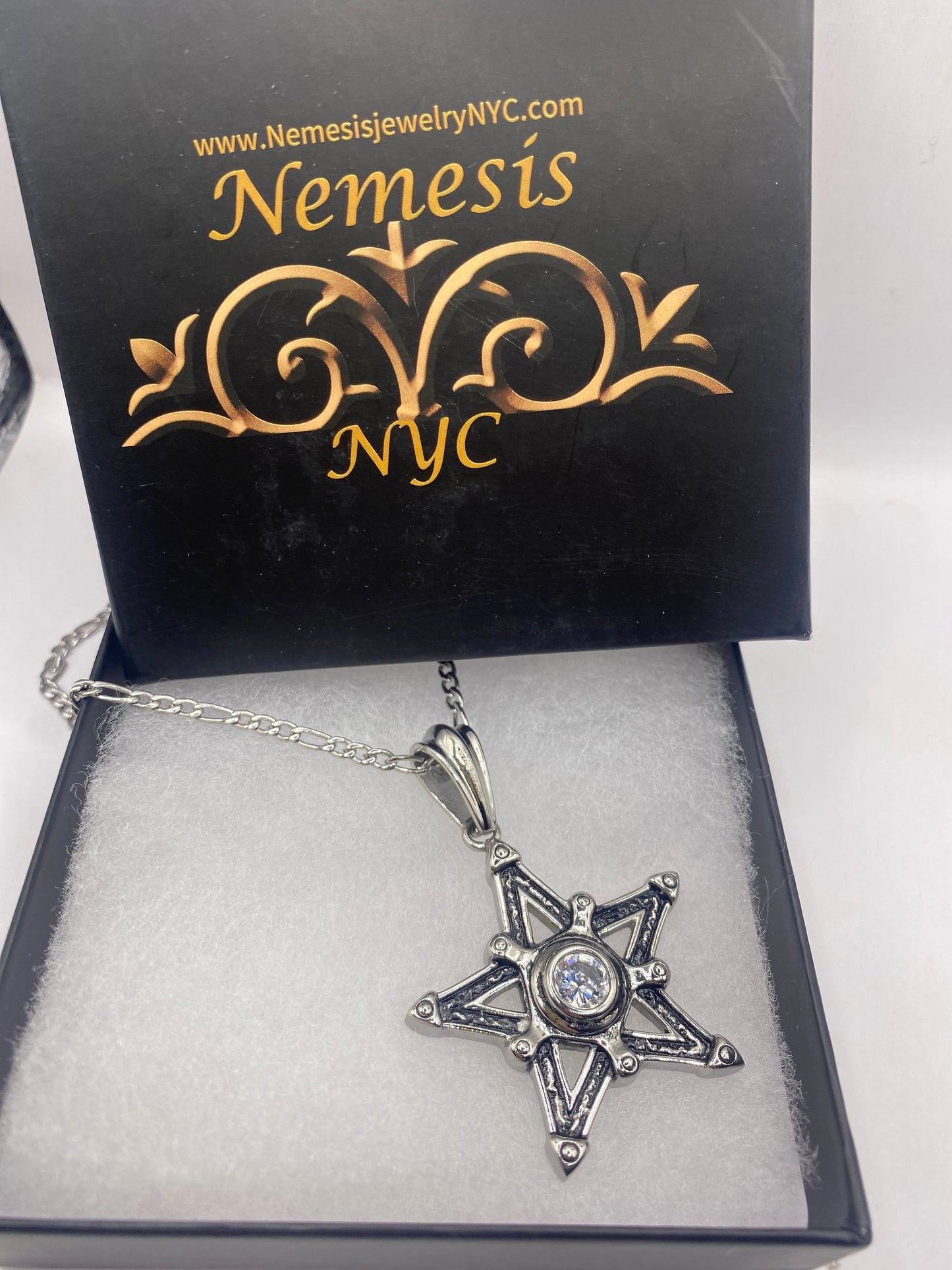 Vintage Pentacle Star Choker Pendant Necklace Silver Stainless Steel