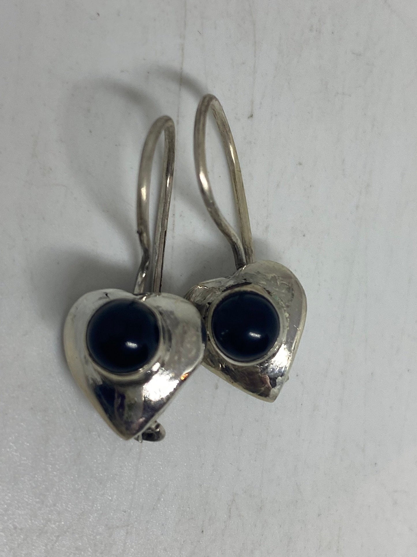 Vintage Black Earring Onyx 925 Sterling Silver Deco Dangle Chandelier