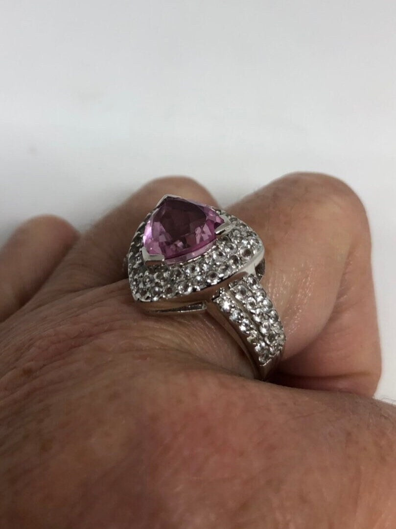 Vintage Pink Toumaline Doublet 925 Sterling Silver Ring