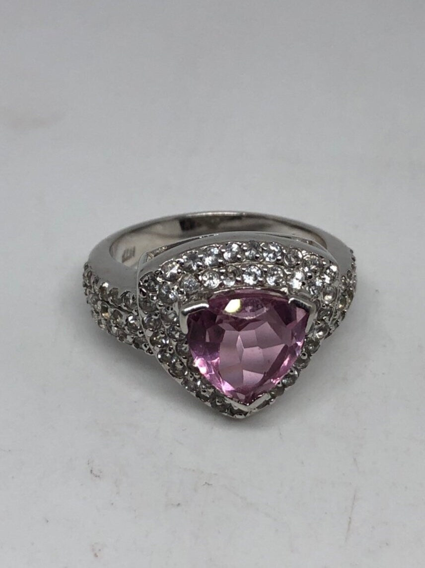 Vintage Pink Toumaline Doublet 925 Sterling Silver Ring