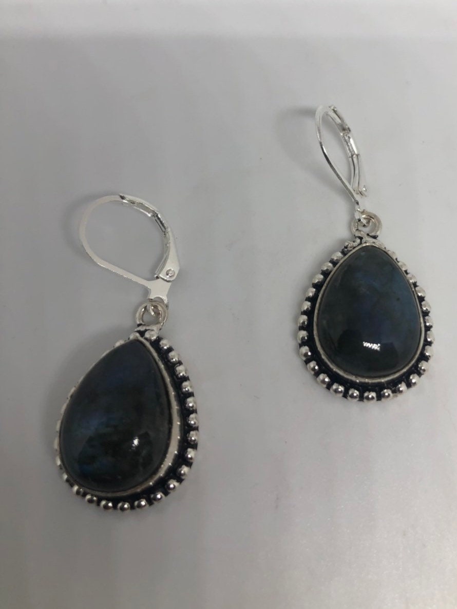 Vintage Labradorite Silver Dangle Earrings