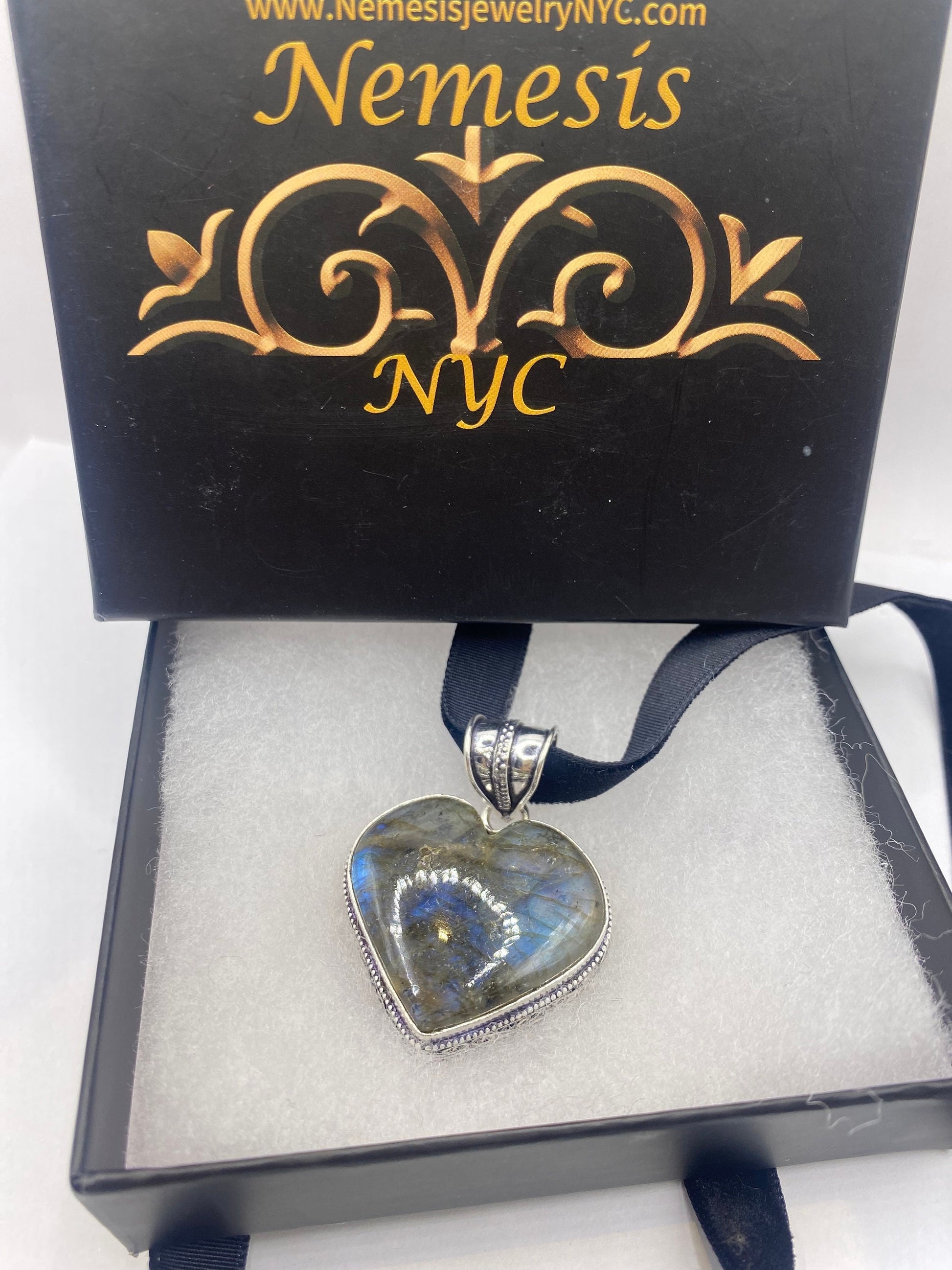 Vintage Heart Antique Blue Labradorite Choker Necklace