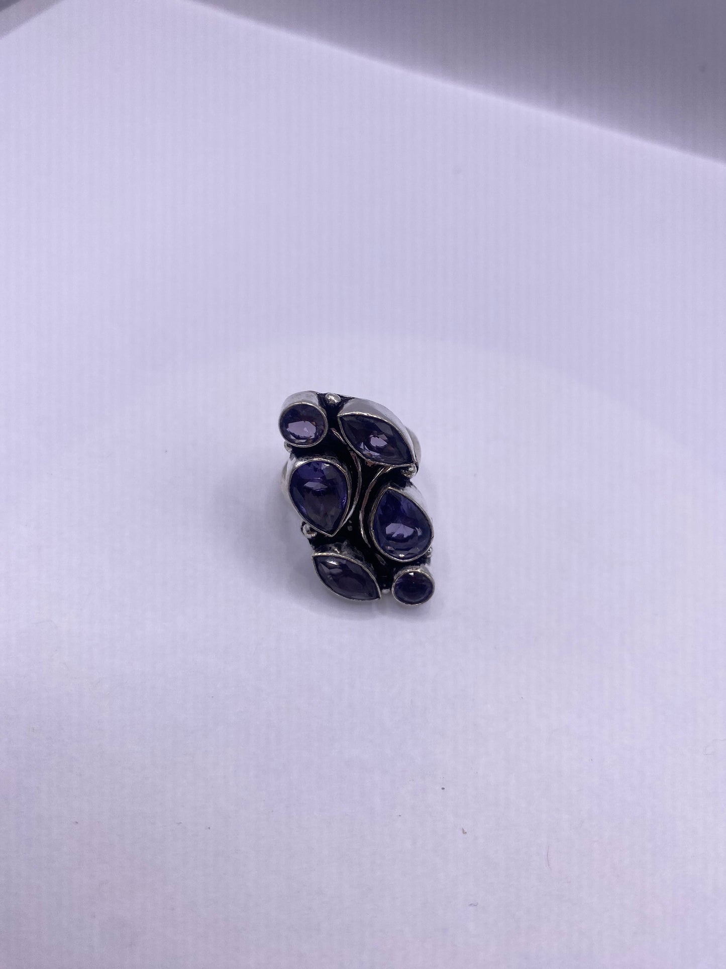 Vintage Blue Iolite Silver Statement Cocktail Ring