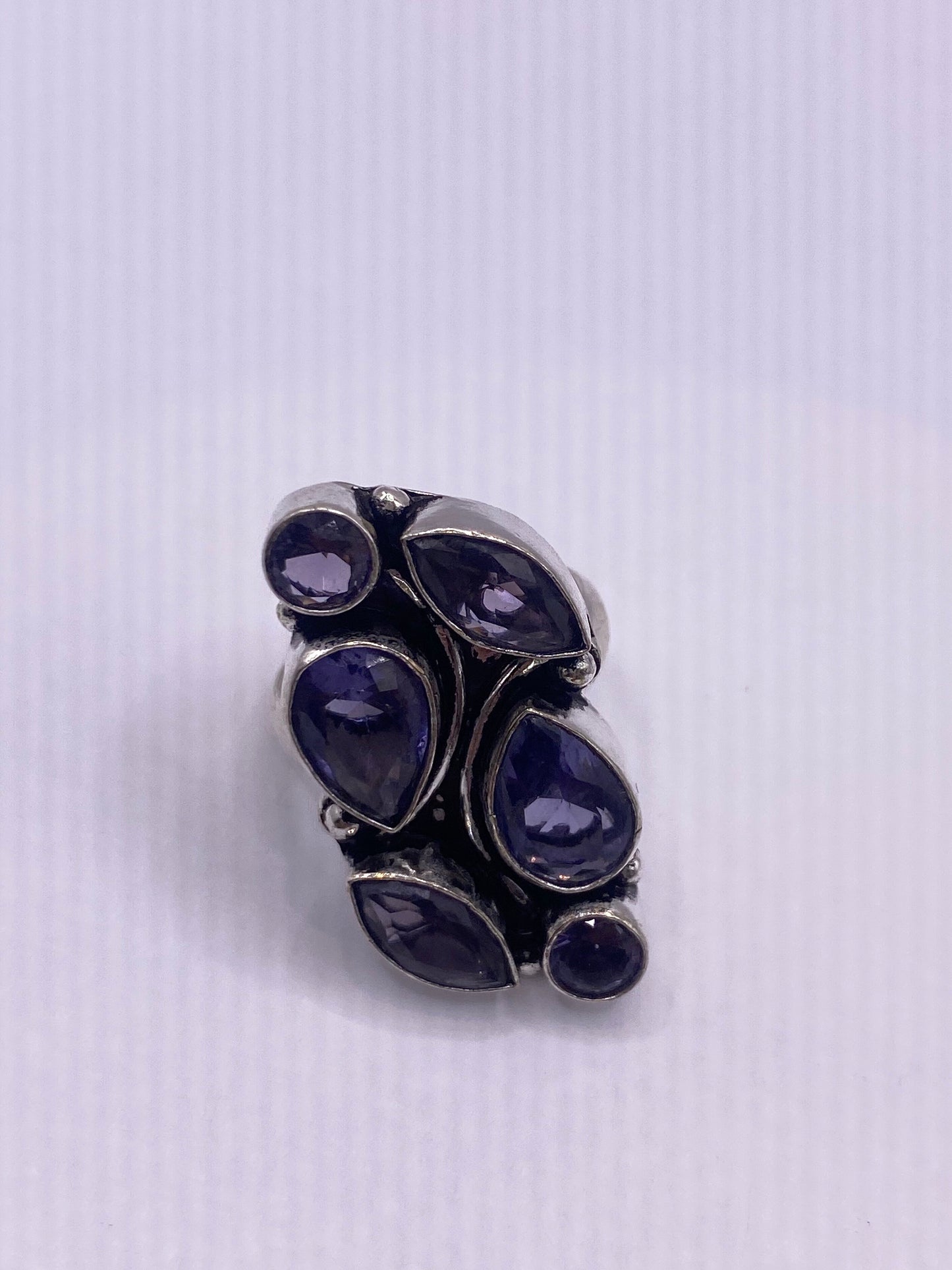 Vintage Blue Iolite Silver Statement Cocktail Ring