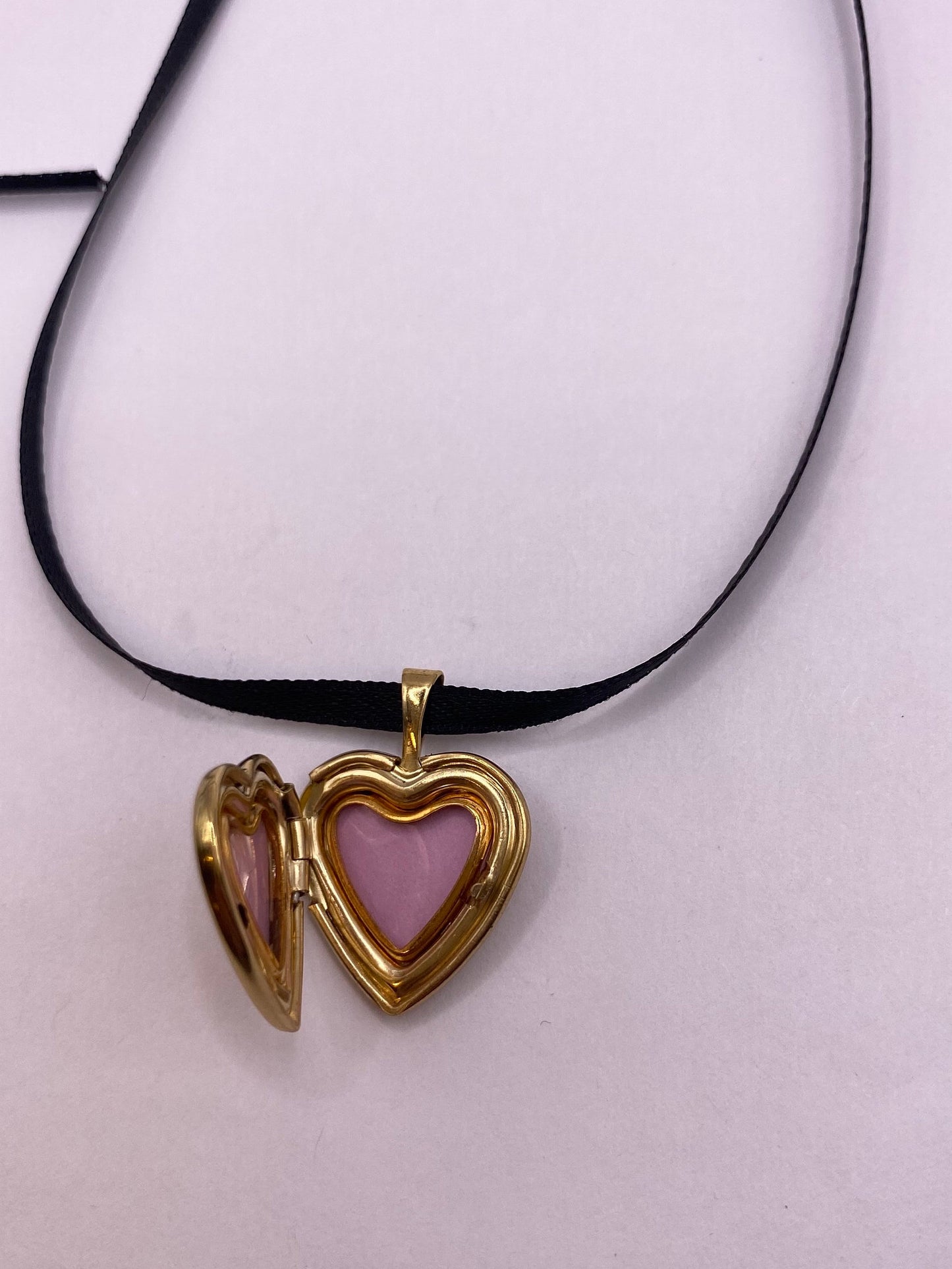 Vintage Heart Cross Locket Choker Gold Filled Necklace