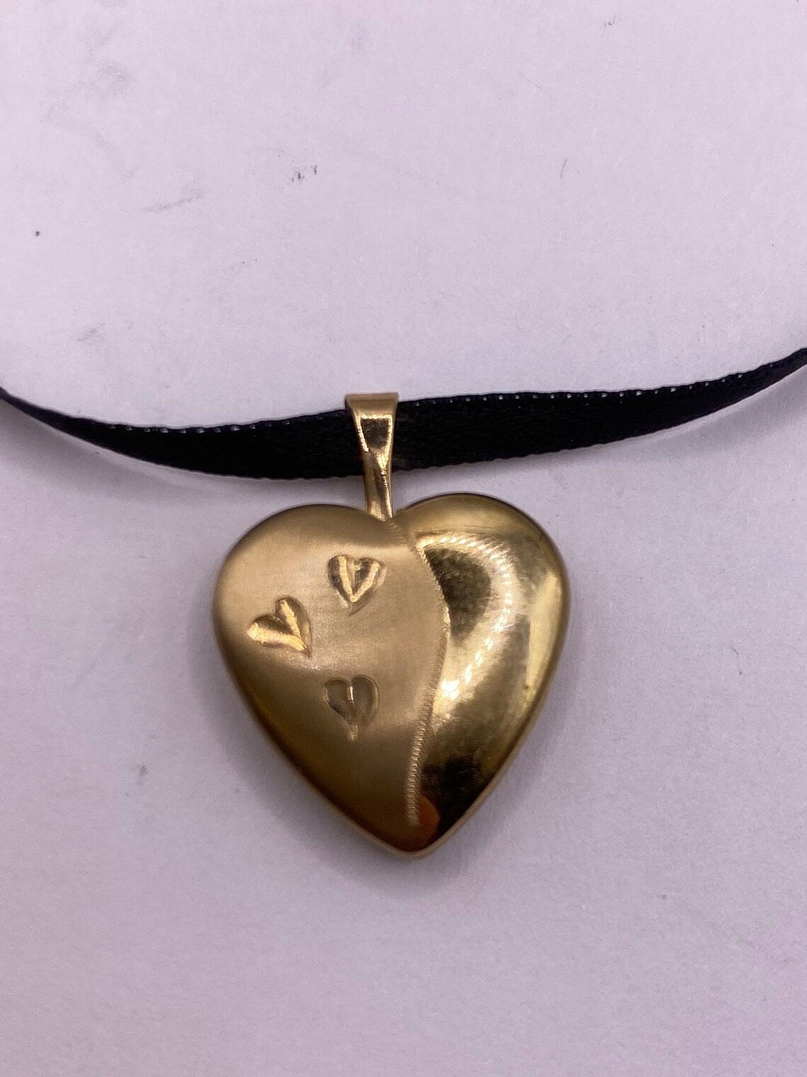 Vintage Heart Flower Locket Choker Gold Filled Necklace