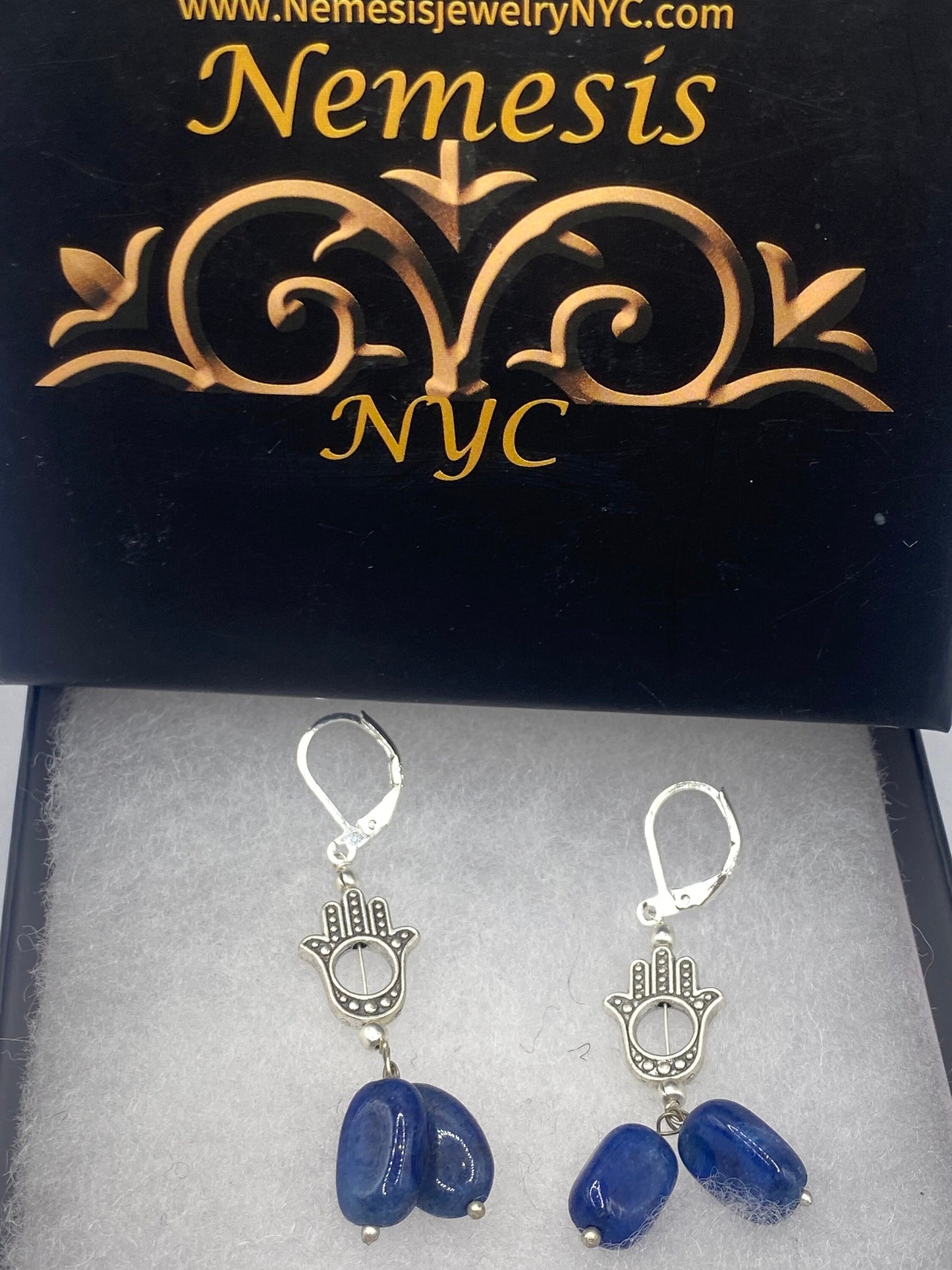 Vintage Blue Raw Sapphire Sterling Silver Lever Back Chandelier Earrings