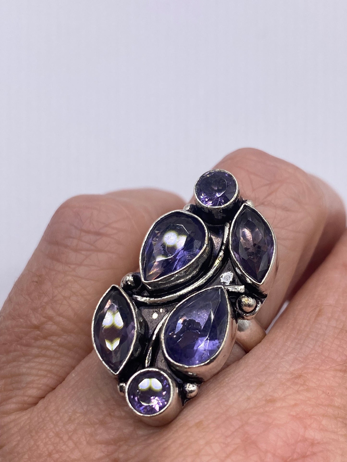 Vintage Blue Iolite Silver Statement Cocktail Ring