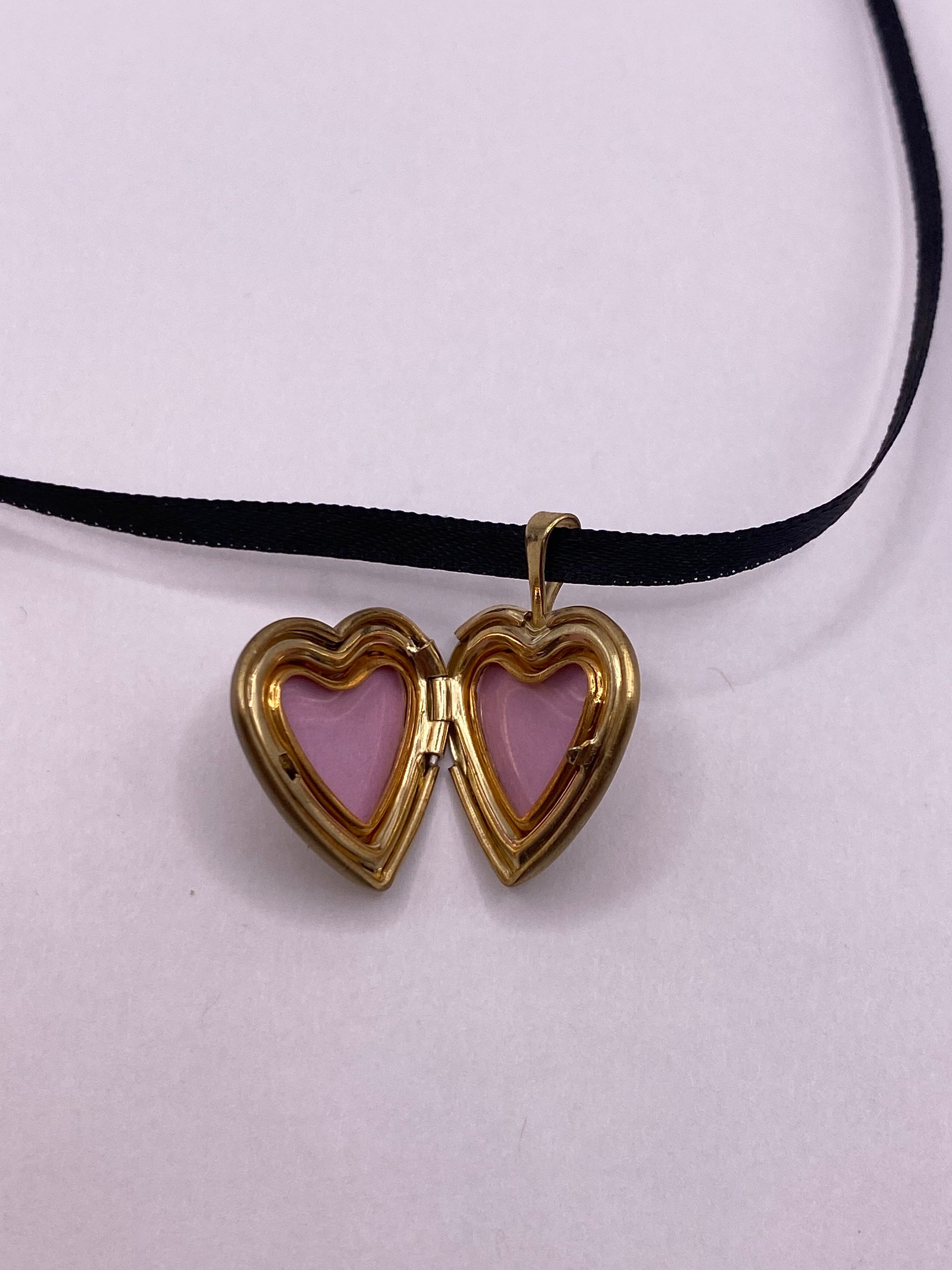 Vintage Heart Mother Child Locket Choker Gold Filled Necklace