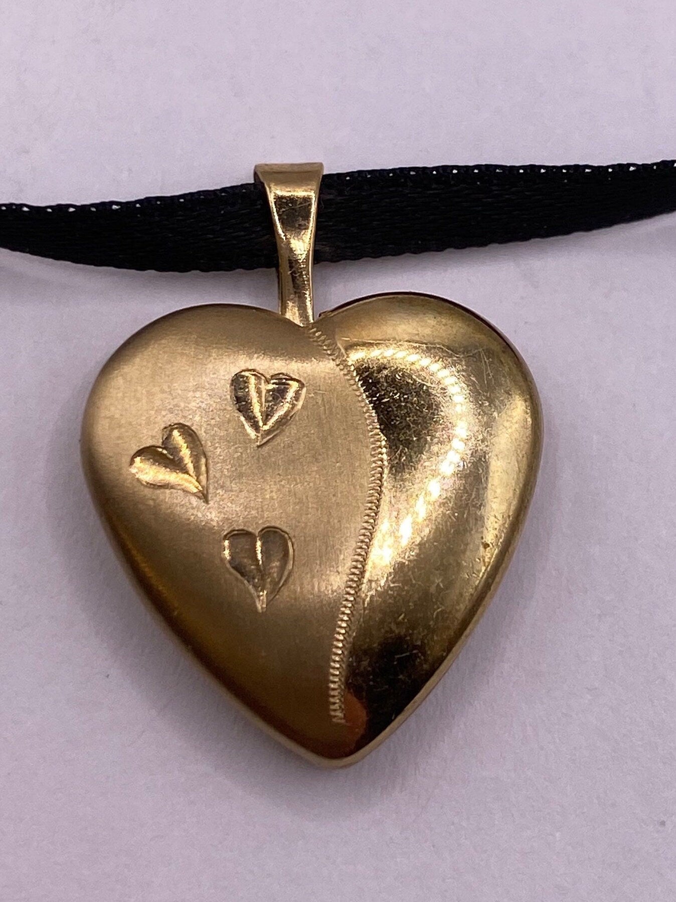 Vintage Heart Flower Locket Choker Gold Filled Necklace