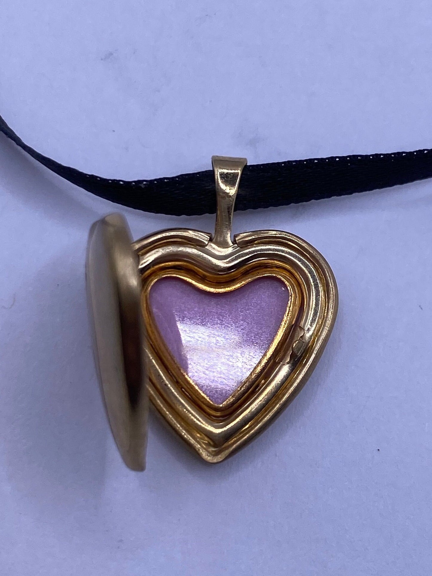 Vintage Heart Flower Locket Choker Gold Filled Necklace