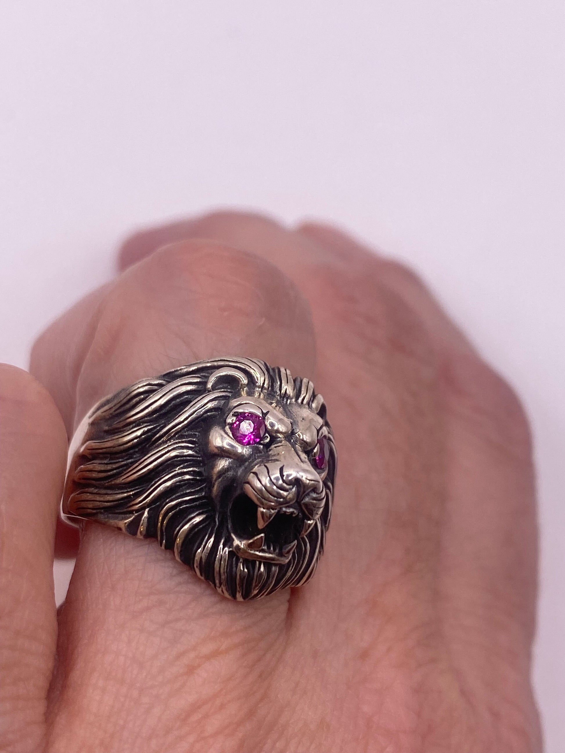 Vintage Lion Ring 925 Sterling Silver