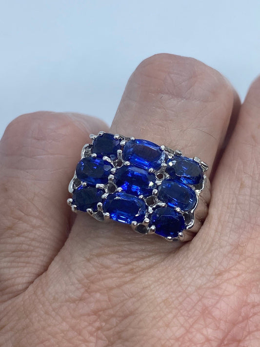 Vintage Blue Iolite 925 Sterling Silver Ring Size 7.5