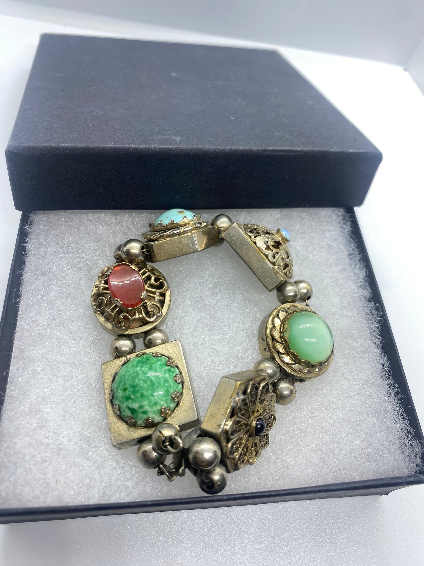 Vintage Slide Charm Bracelet Golden Bronze