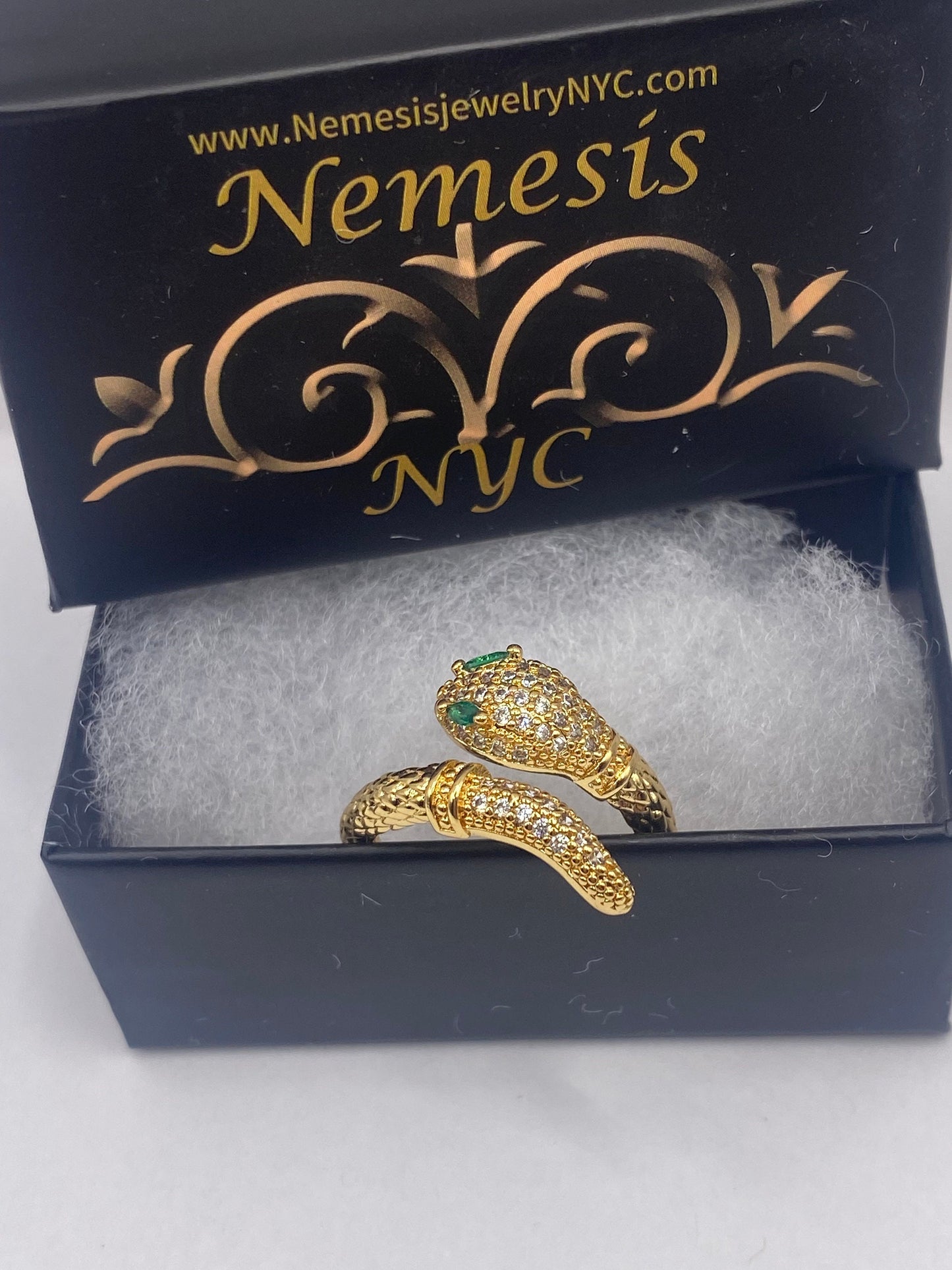 Vintage Snake Ring Gold Filled Crystal Cocktail Ring