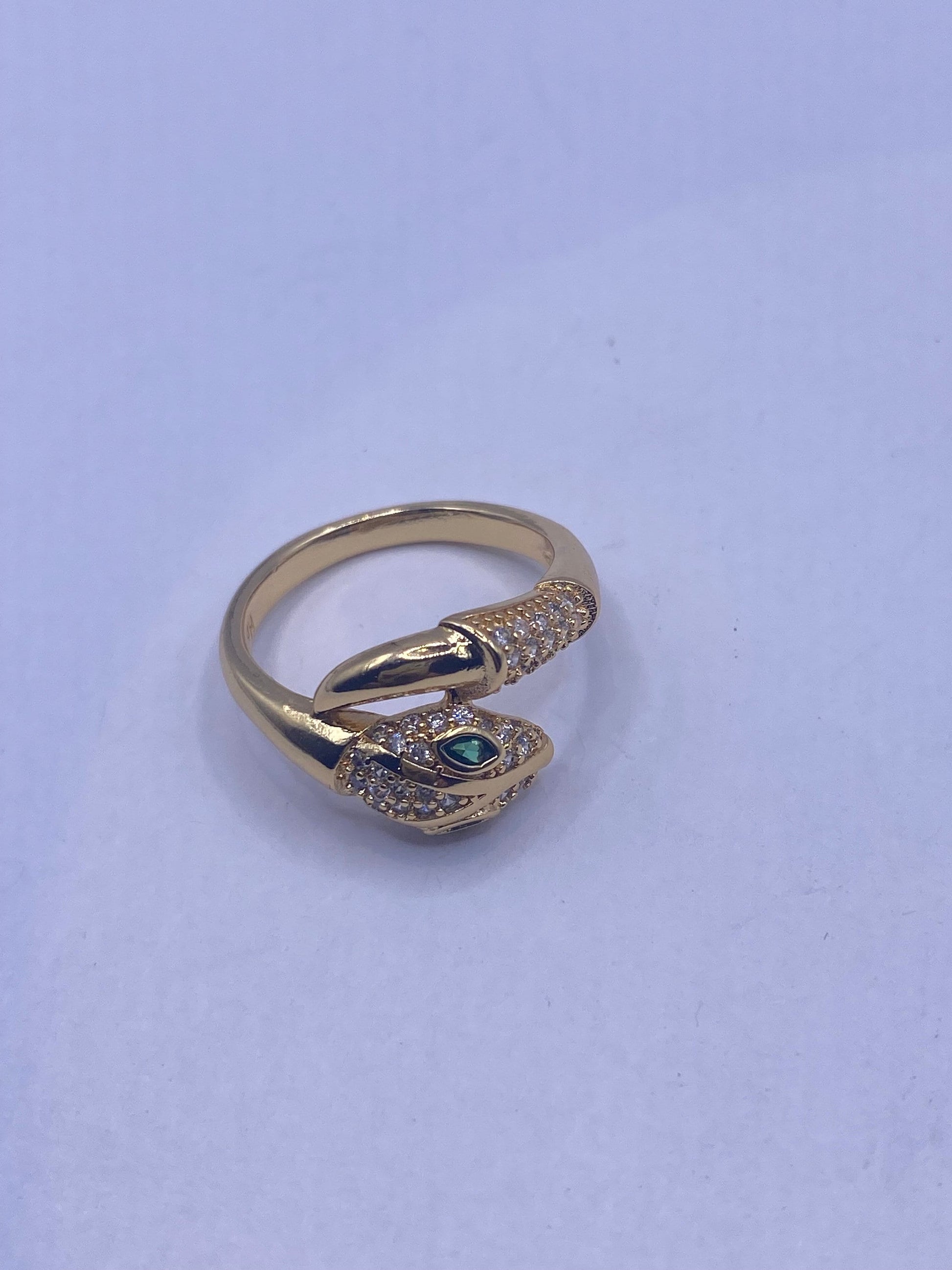 Vintage Snake Ring Gold Filled Crystal Cocktail Ring