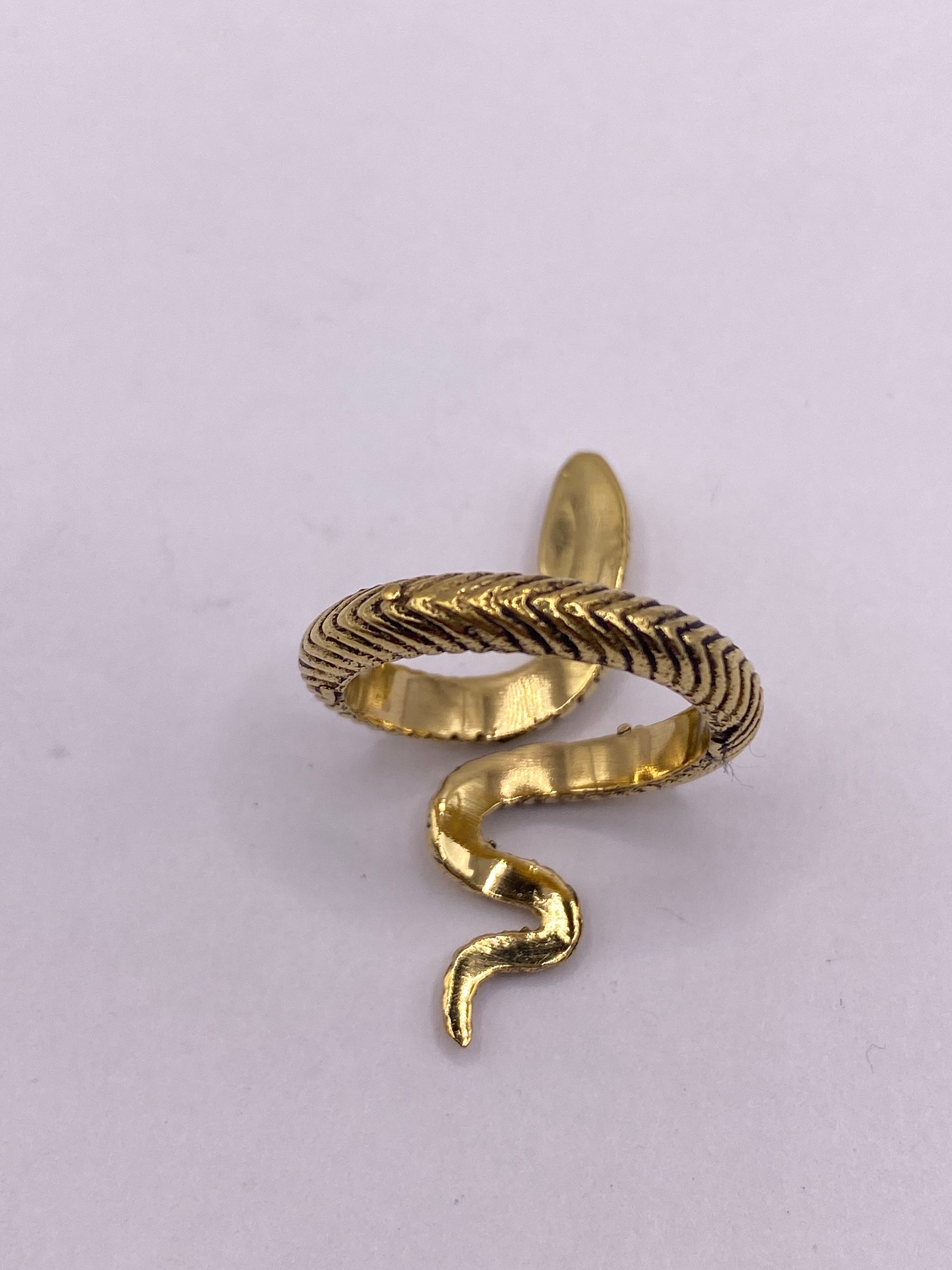 Vintage Gothic Golden Bronze Snake Mens Ring