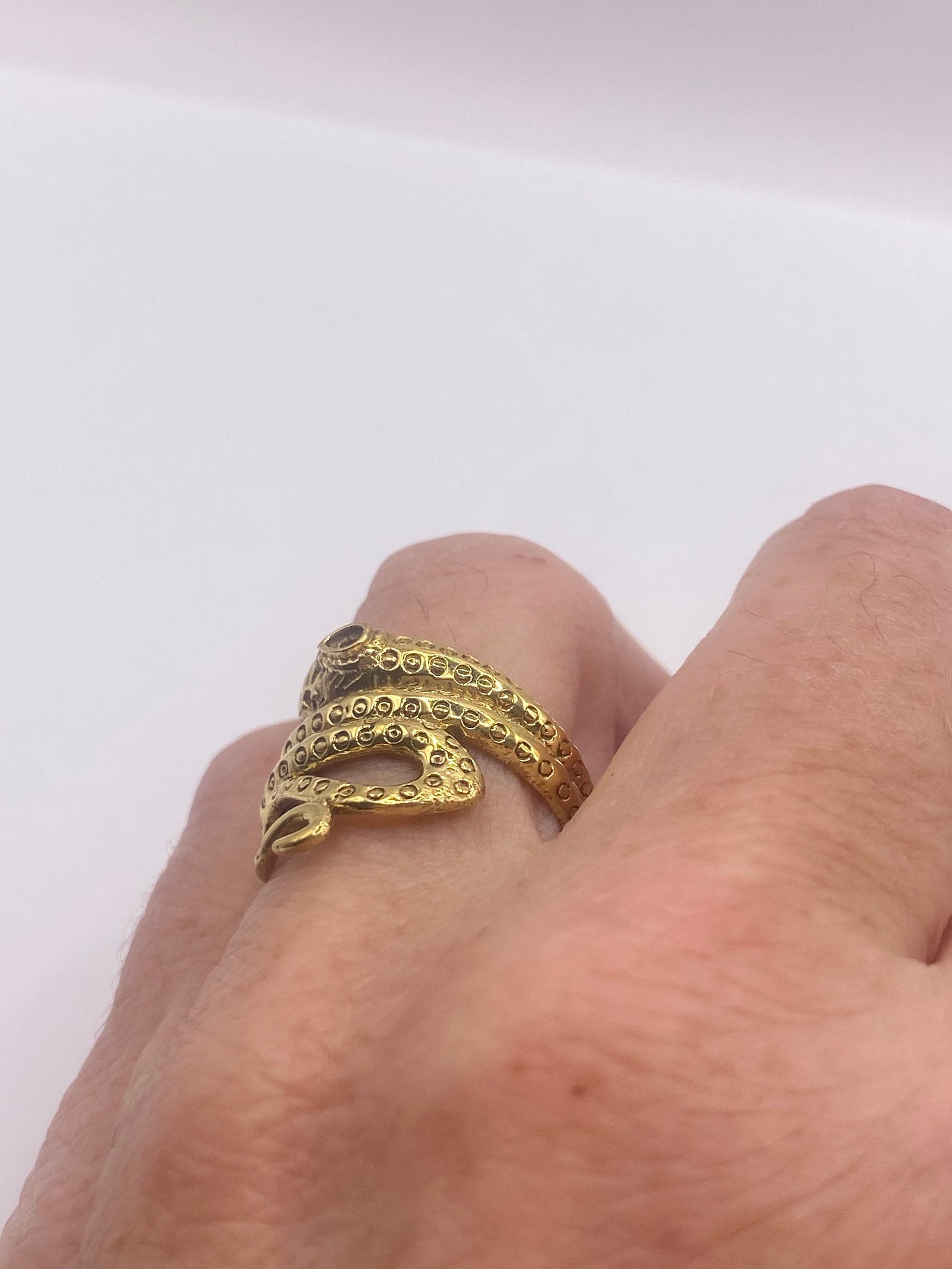 Vintage Gothic Golden Bronze Snake Serpent Ring