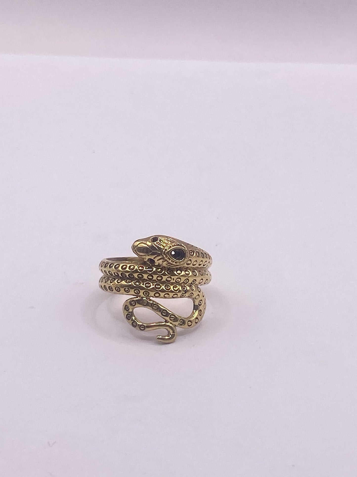 Vintage Gothic Golden Bronze Snake Serpent Ring