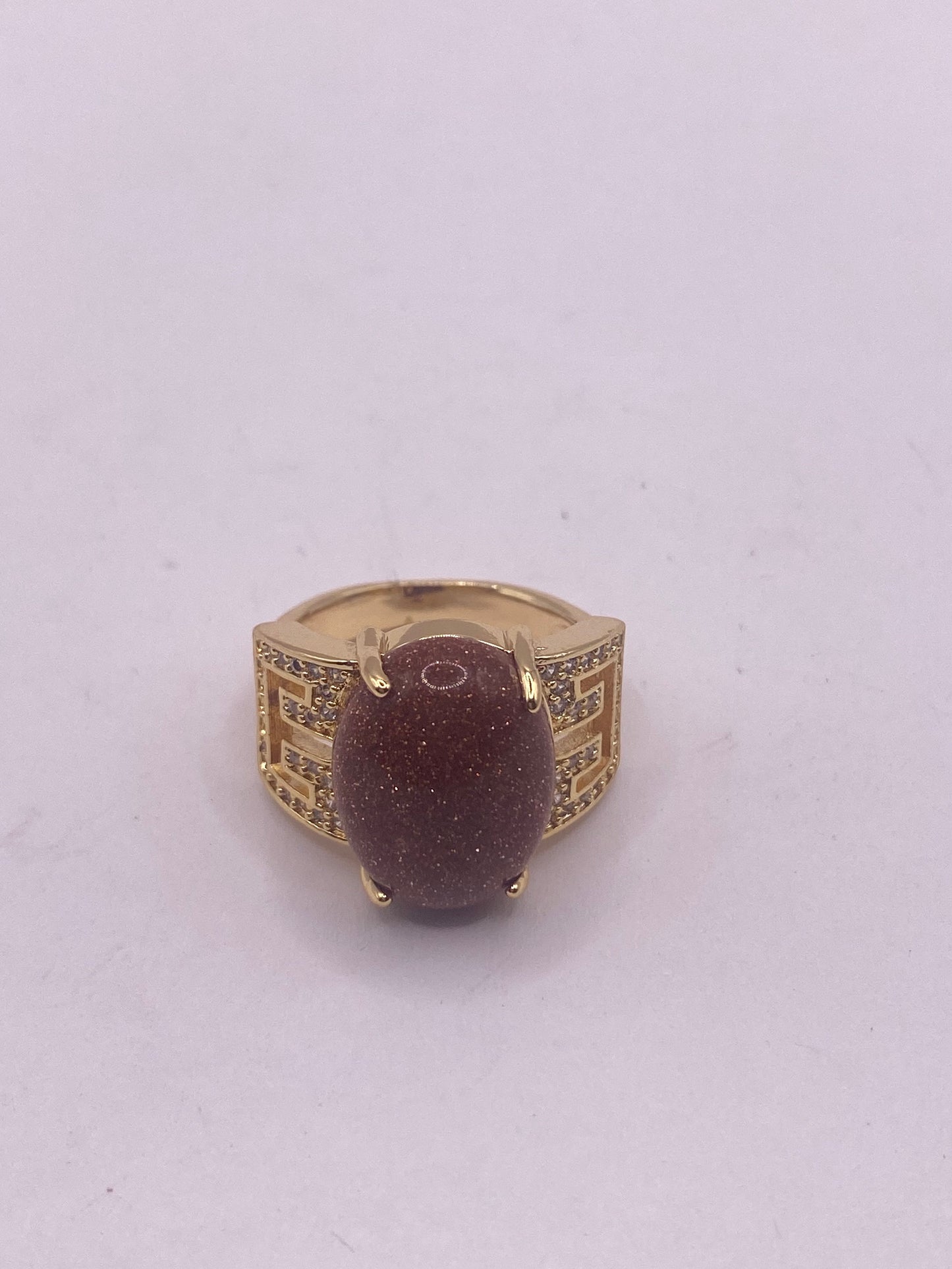 Vintage Goldstone Gold Sandstone Cocktail Ring