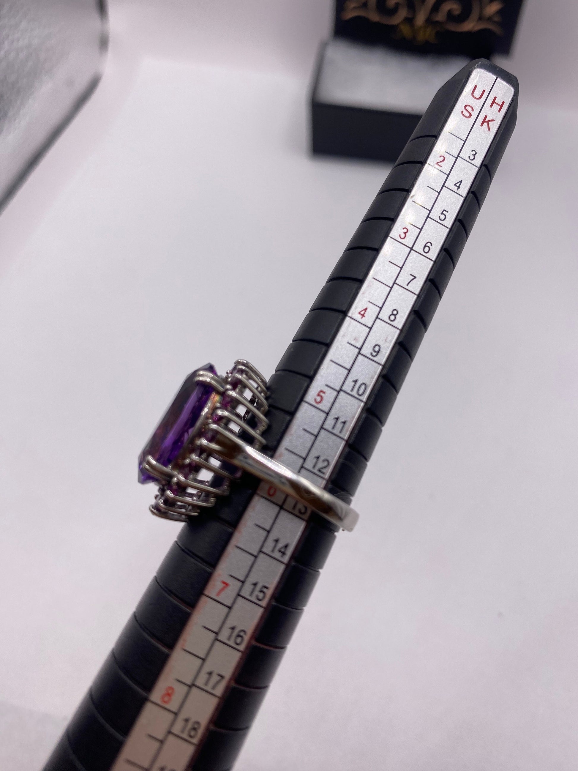 Vintage Purple Amethyst Pink Tourmaline Cocktail Ring 925 Sterling Silver