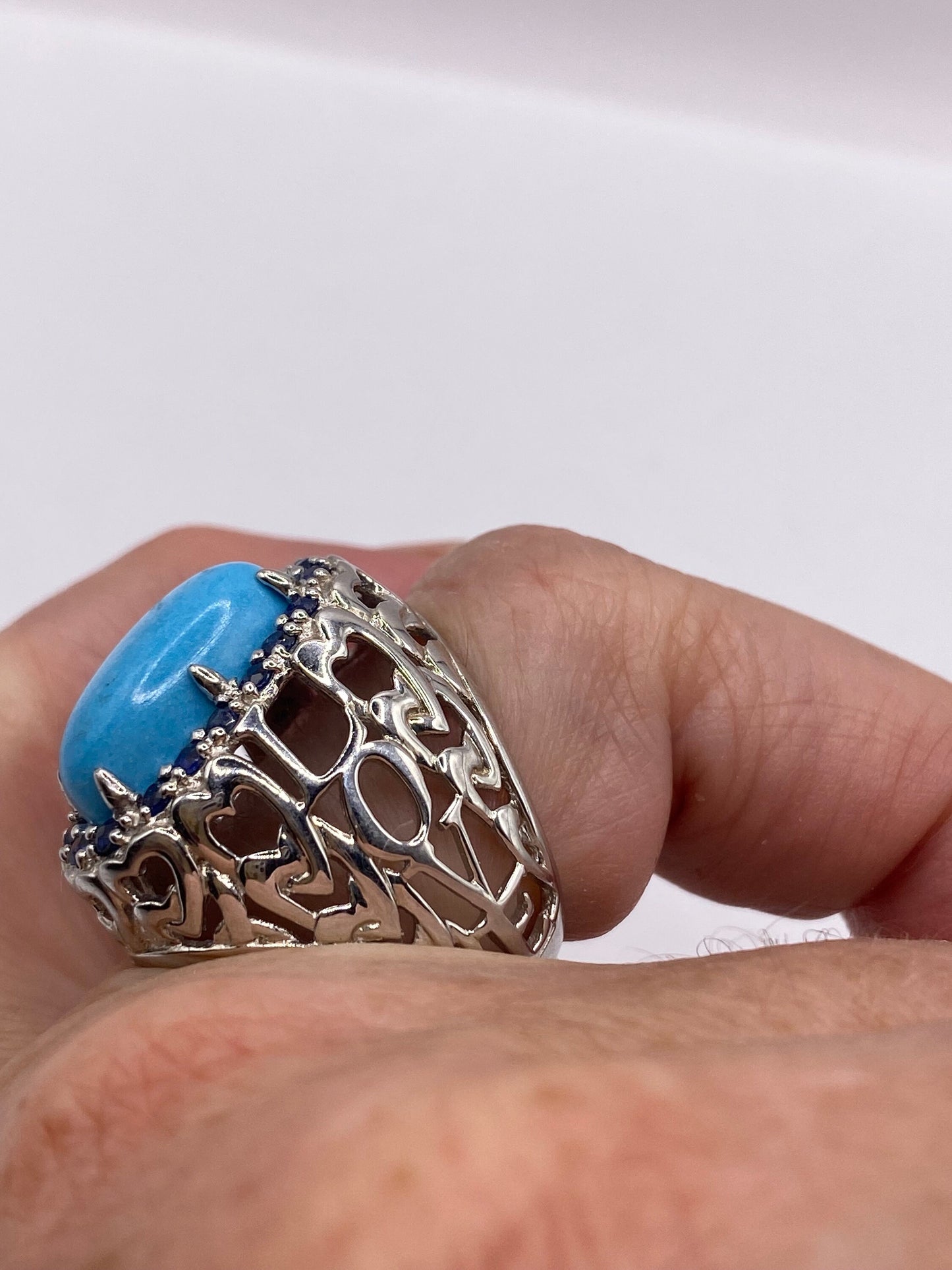 Vintage Tibetan Turquoise 925 Sterling Silver Ring