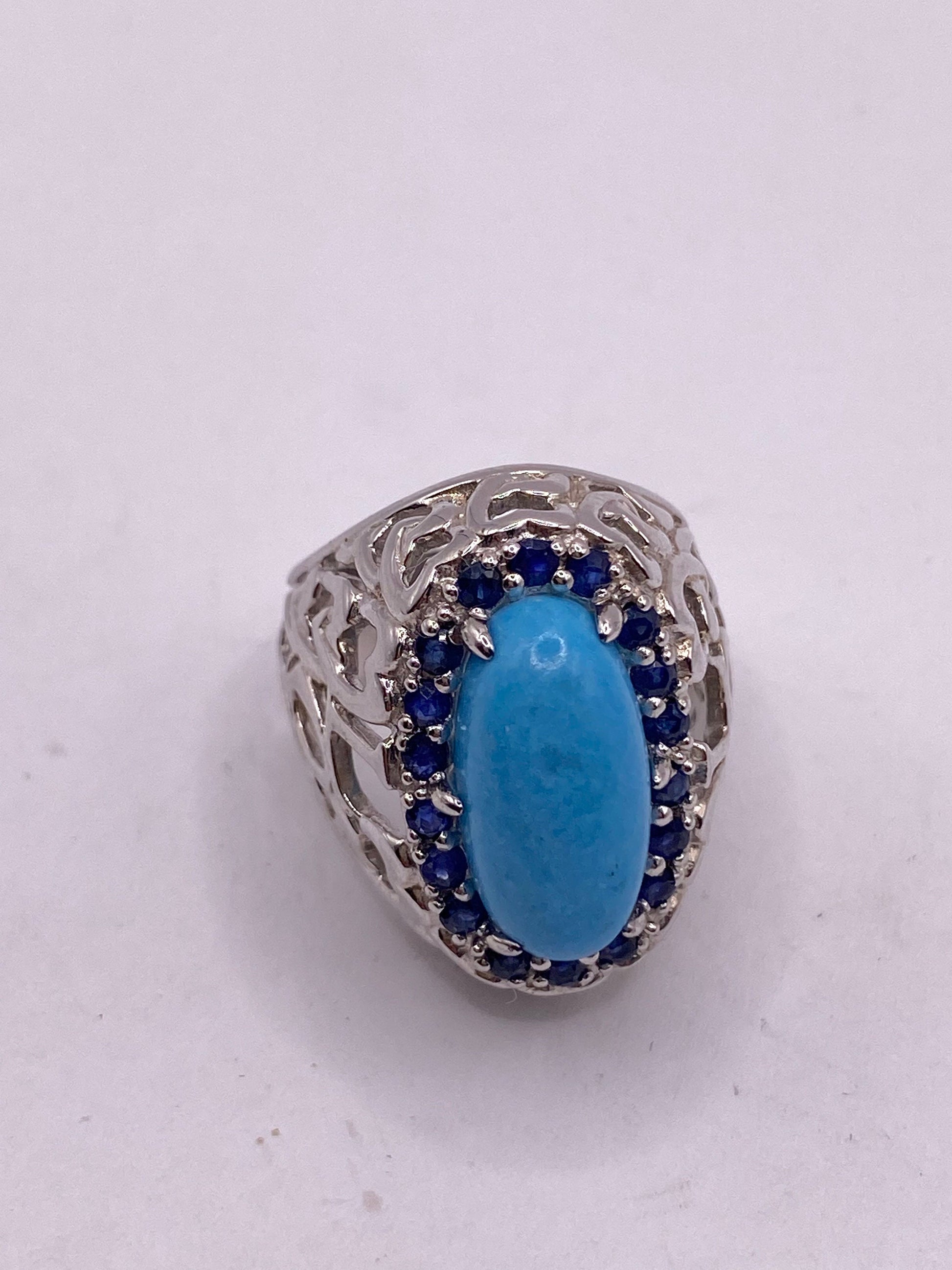 Vintage Tibetan Turquoise 925 Sterling Silver Ring