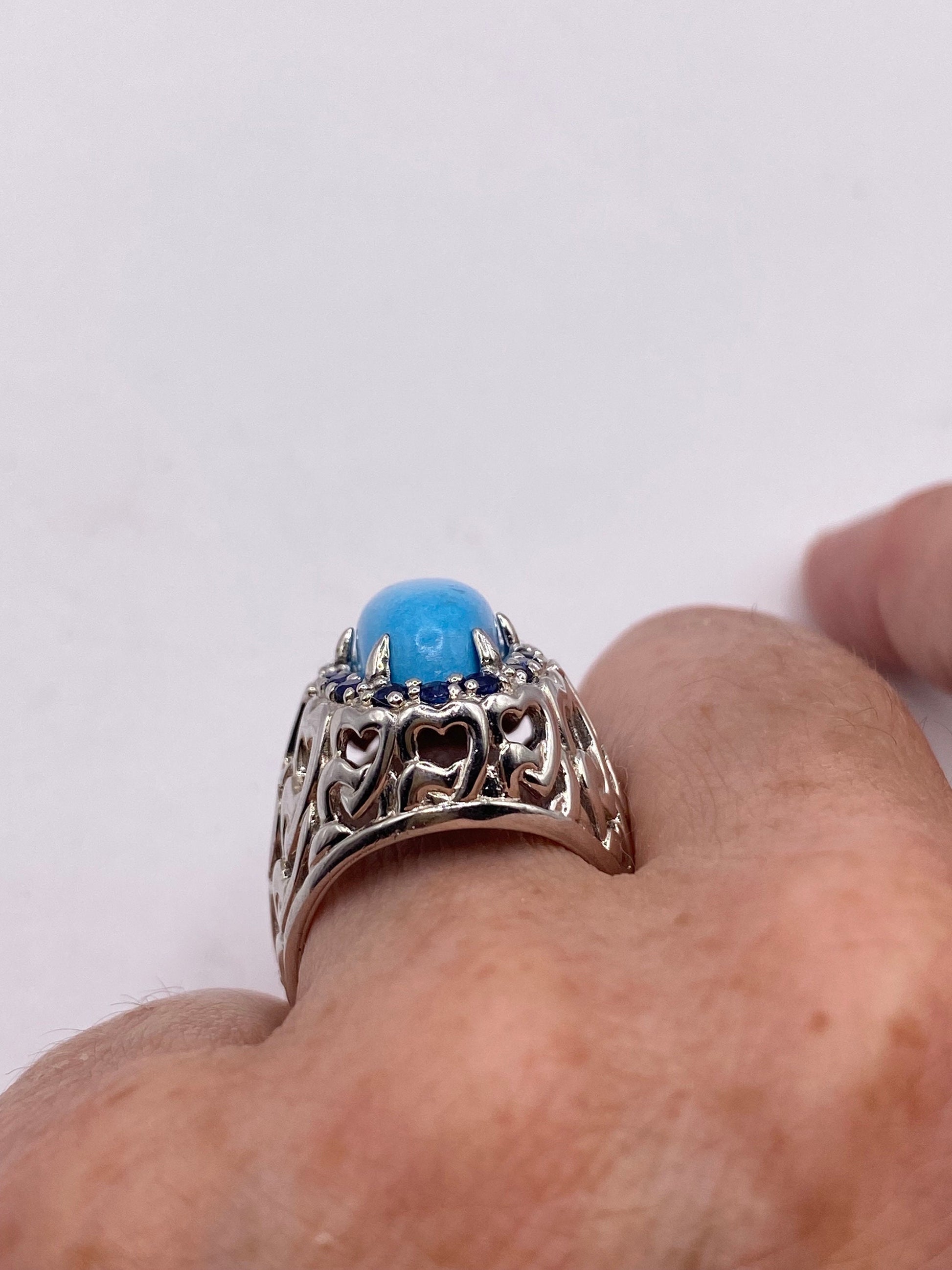 Vintage Tibetan Turquoise 925 Sterling Silver Ring
