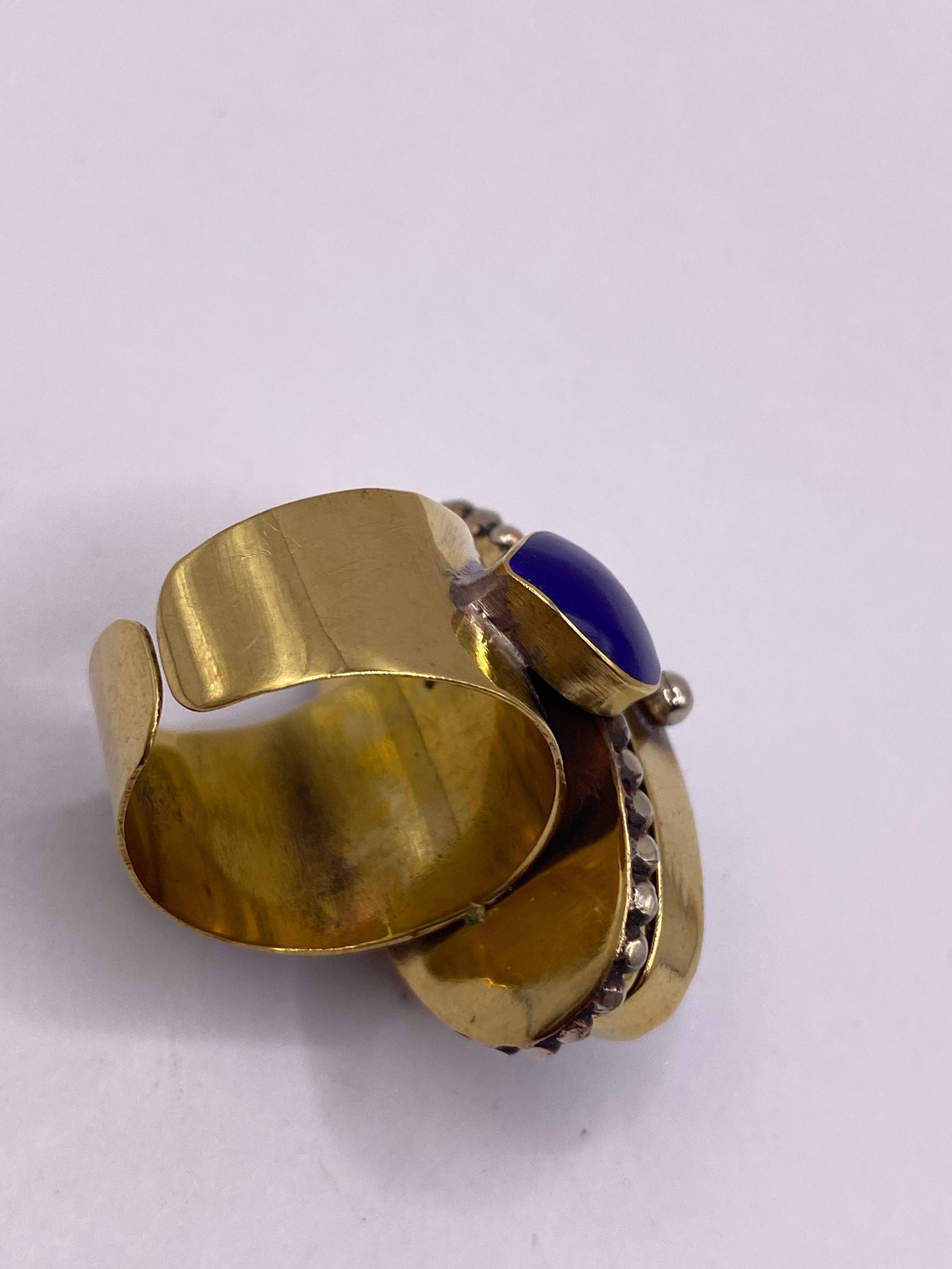 Large Stone Brass Knuckle poison pillbox Adjustable Ring