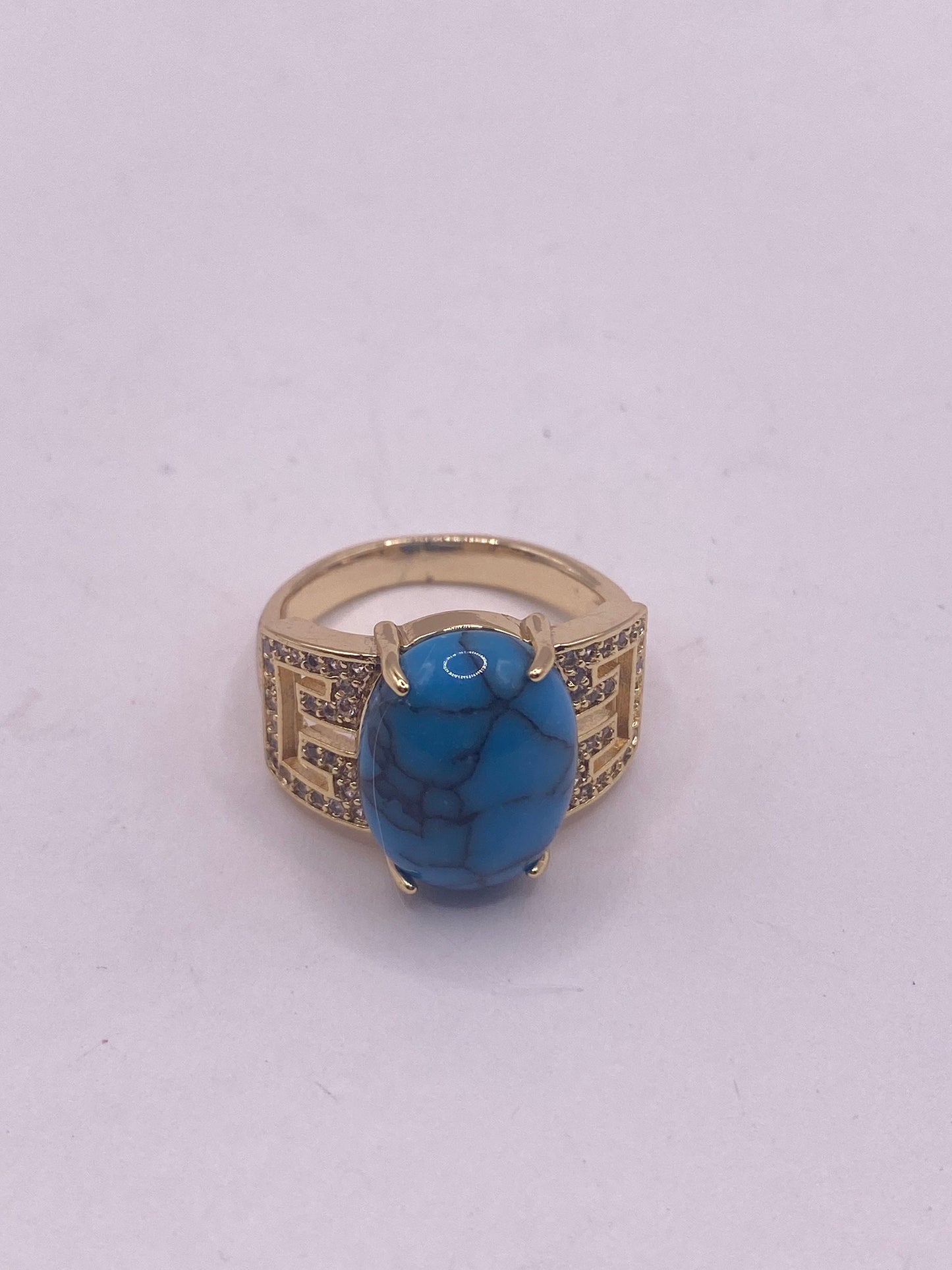Vintage Turquoise Howlite Gold Filled Cocktail Ring