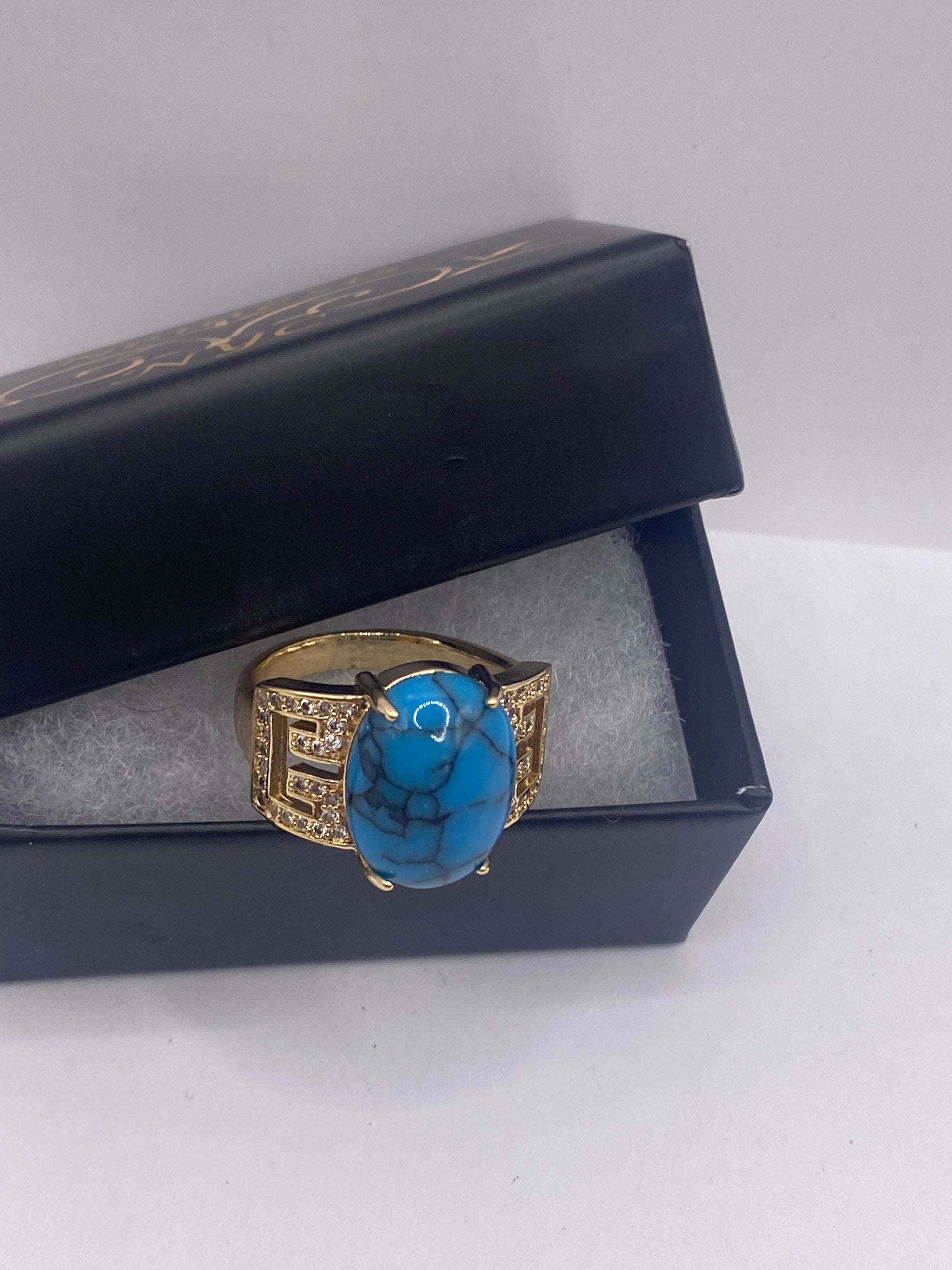 Vintage Turquoise Howlite Gold Filled Cocktail Ring