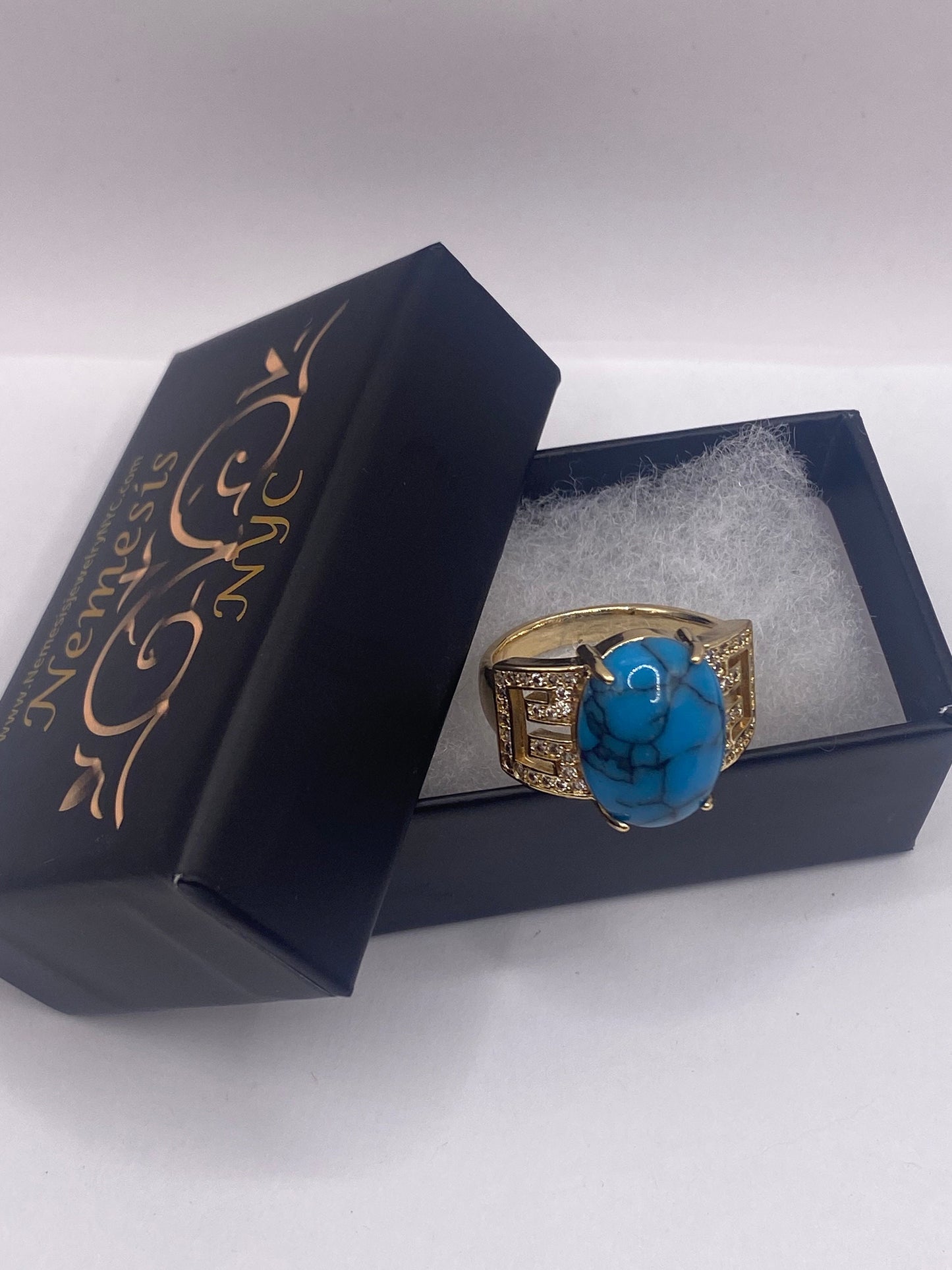 Vintage Turquoise Howlite Gold Filled Cocktail Ring