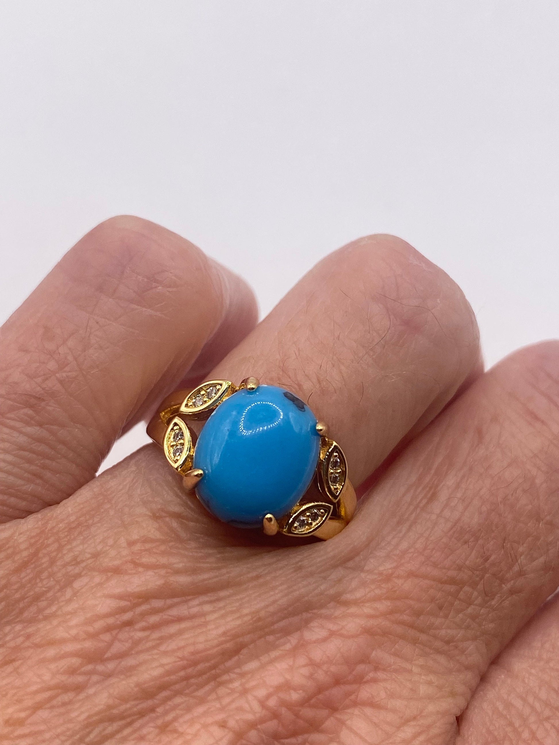 Vintage Turquoise Howlite Gold Filled Cocktail Ring