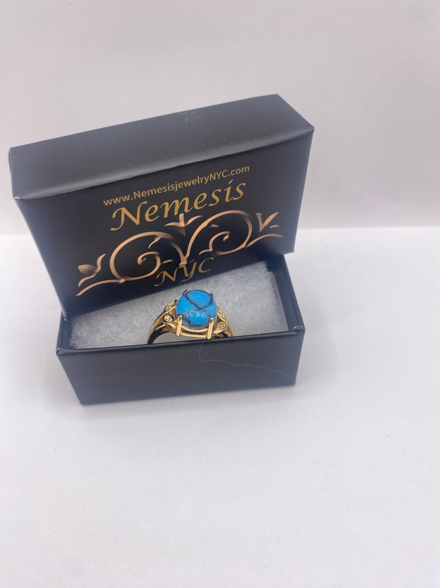 Vintage Turquoise Howlite Gold Filled Cocktail Ring