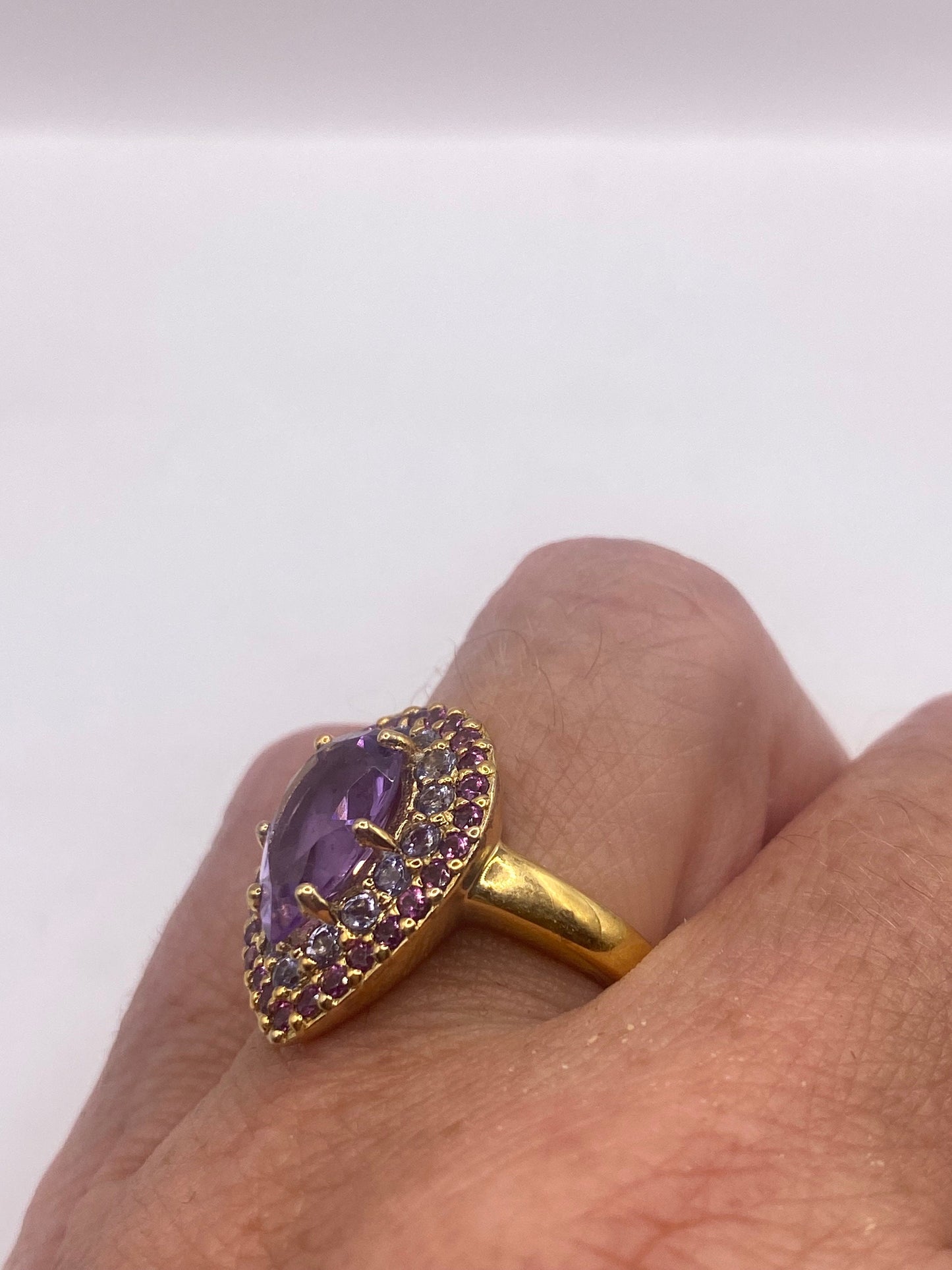 Vintage Purple Amethyst 925 Sterling Silver Cocktail Ring