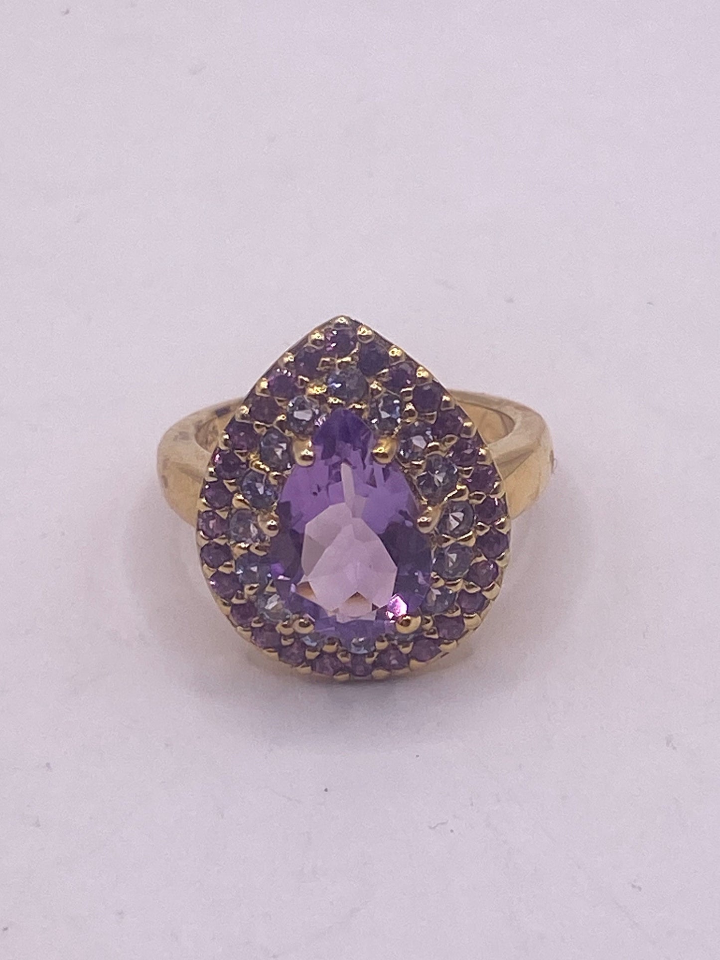 Vintage Purple Amethyst 925 Sterling Silver Cocktail Ring
