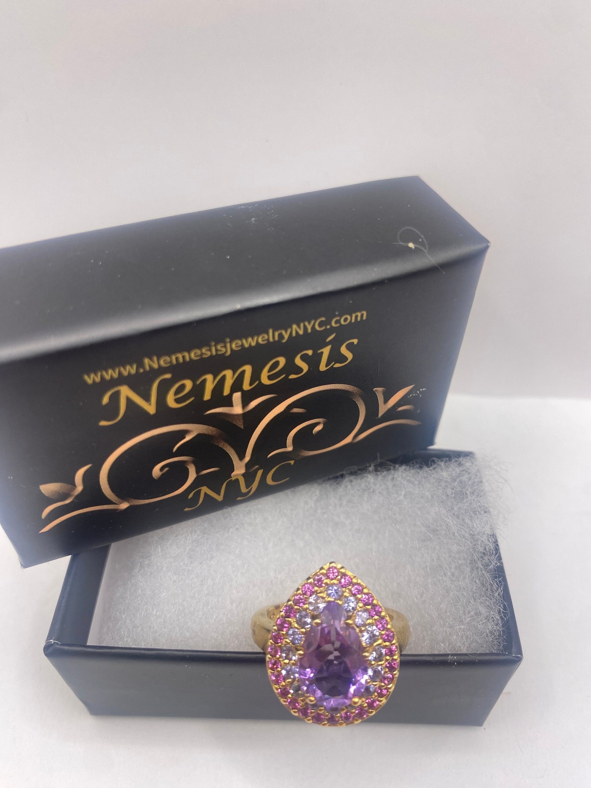 Vintage Purple Amethyst 925 Sterling Silver Cocktail Ring