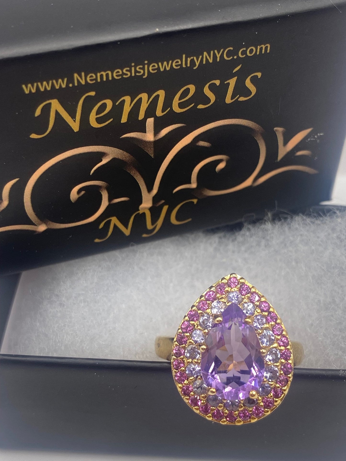 Vintage Purple Amethyst 925 Sterling Silver Cocktail Ring