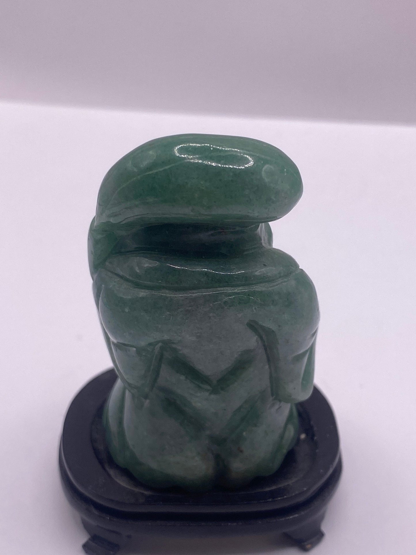 Vintage Green Jade Fortune Buddha Figurine Statue