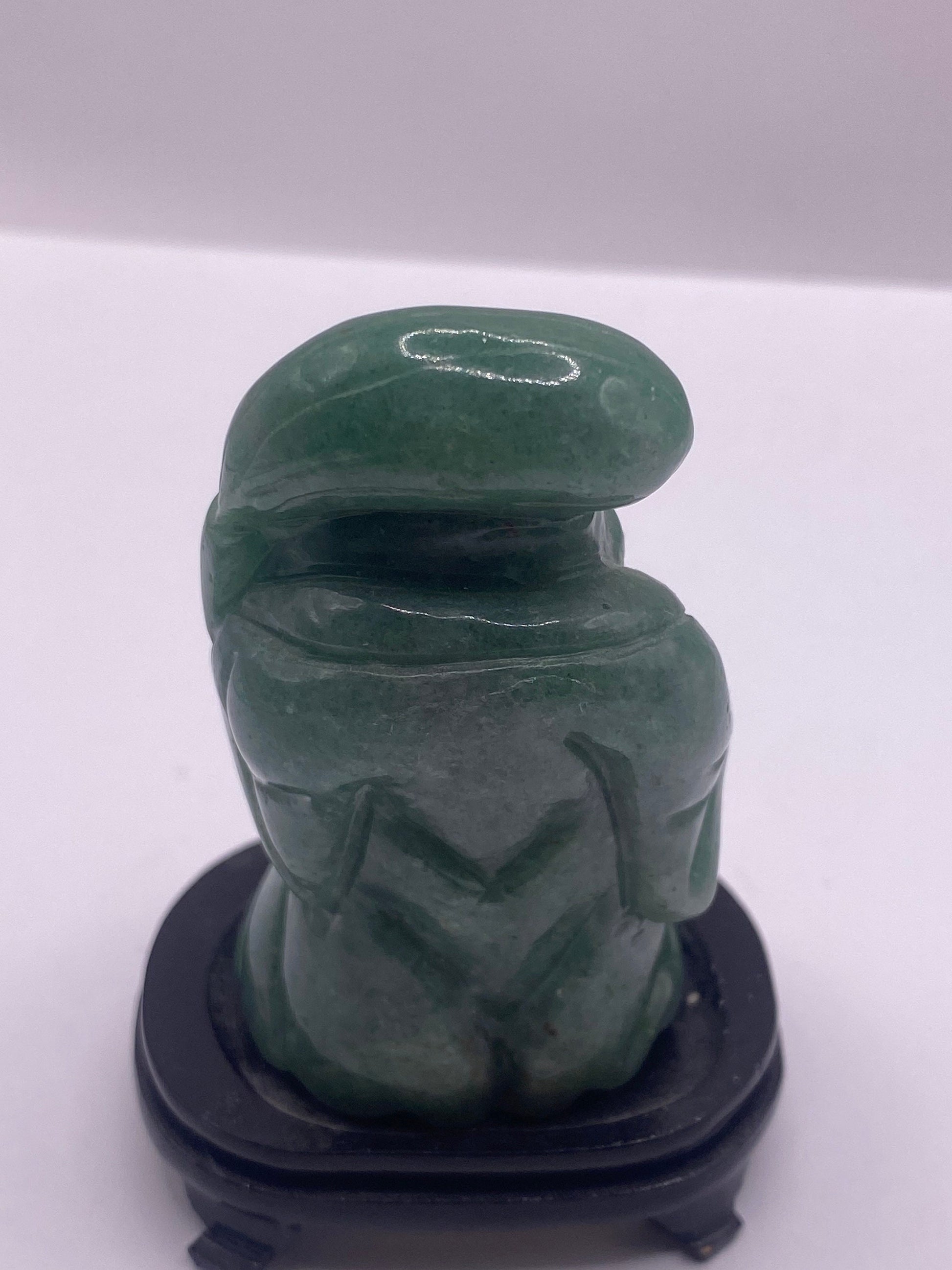 Vintage Green Jade Fortune Buddha Figurine Statue