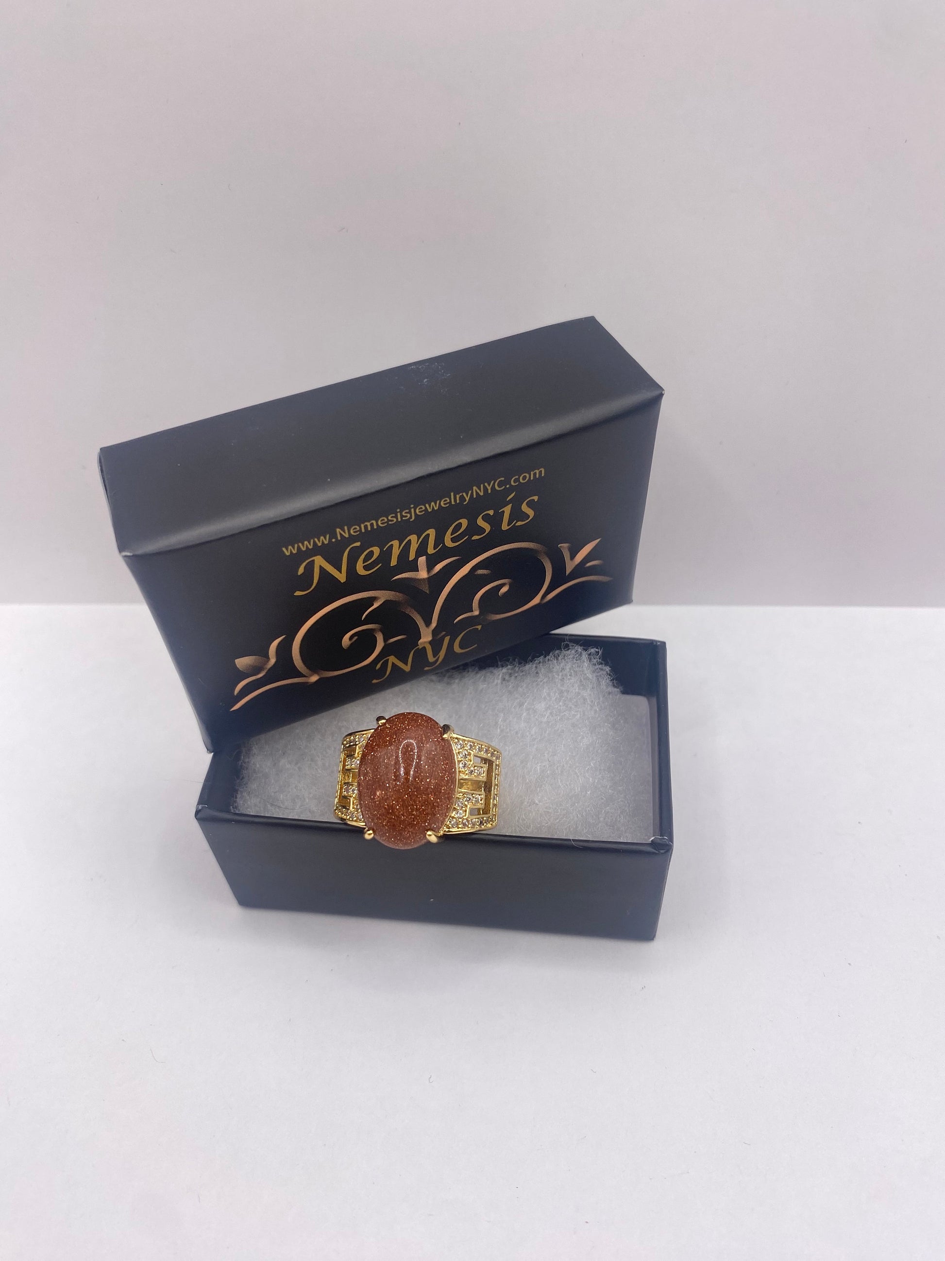 Vintage Goldstone Gold Sandstone Cocktail Ring