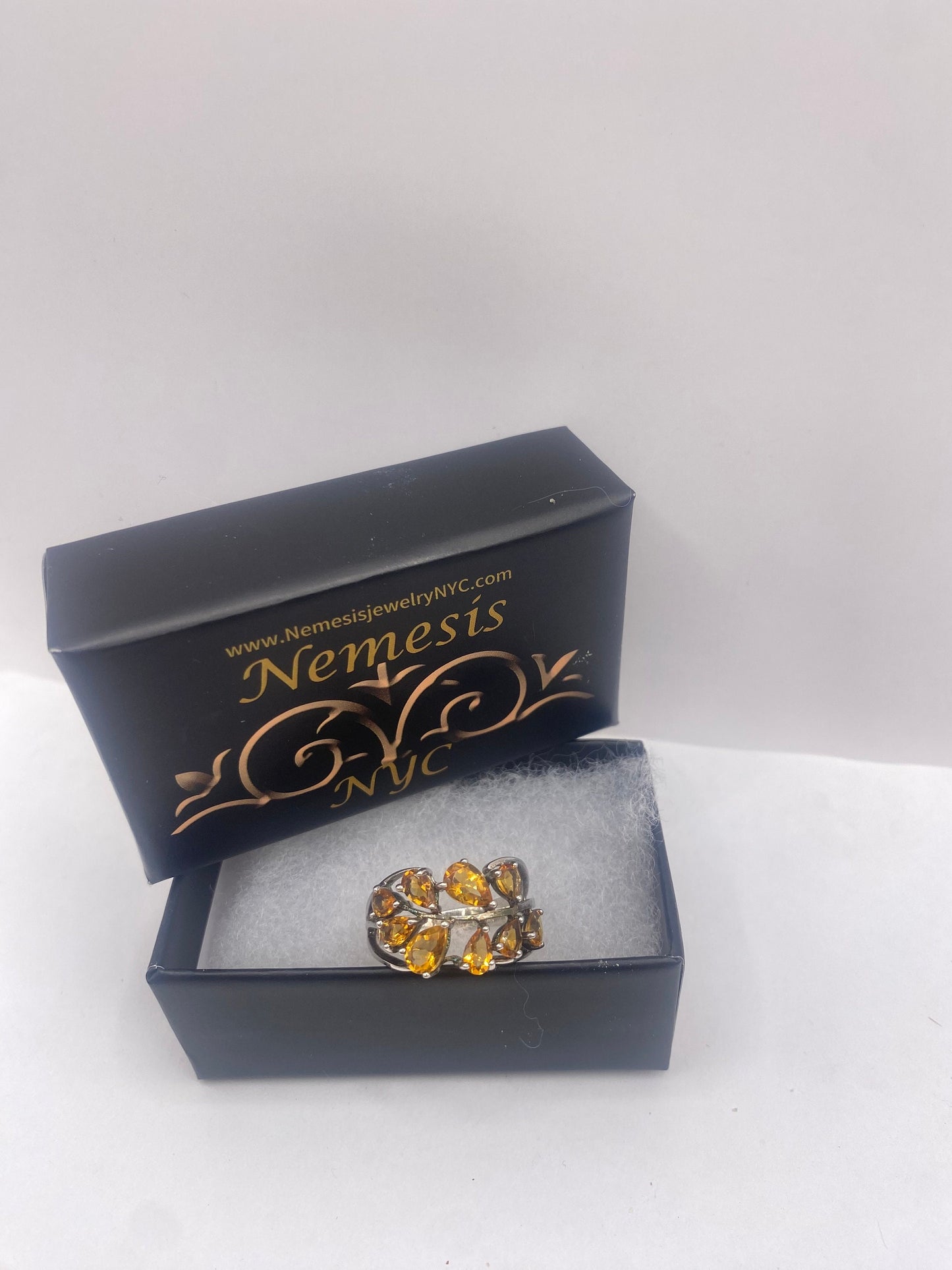 Vintage Golden Citrine 925 Sterling Silver Cocktail Ring