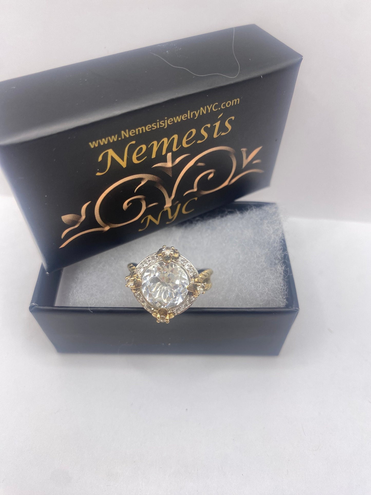Vintage Clear Quartz white sapphire 925 Sterling Silver Cocktail Ring