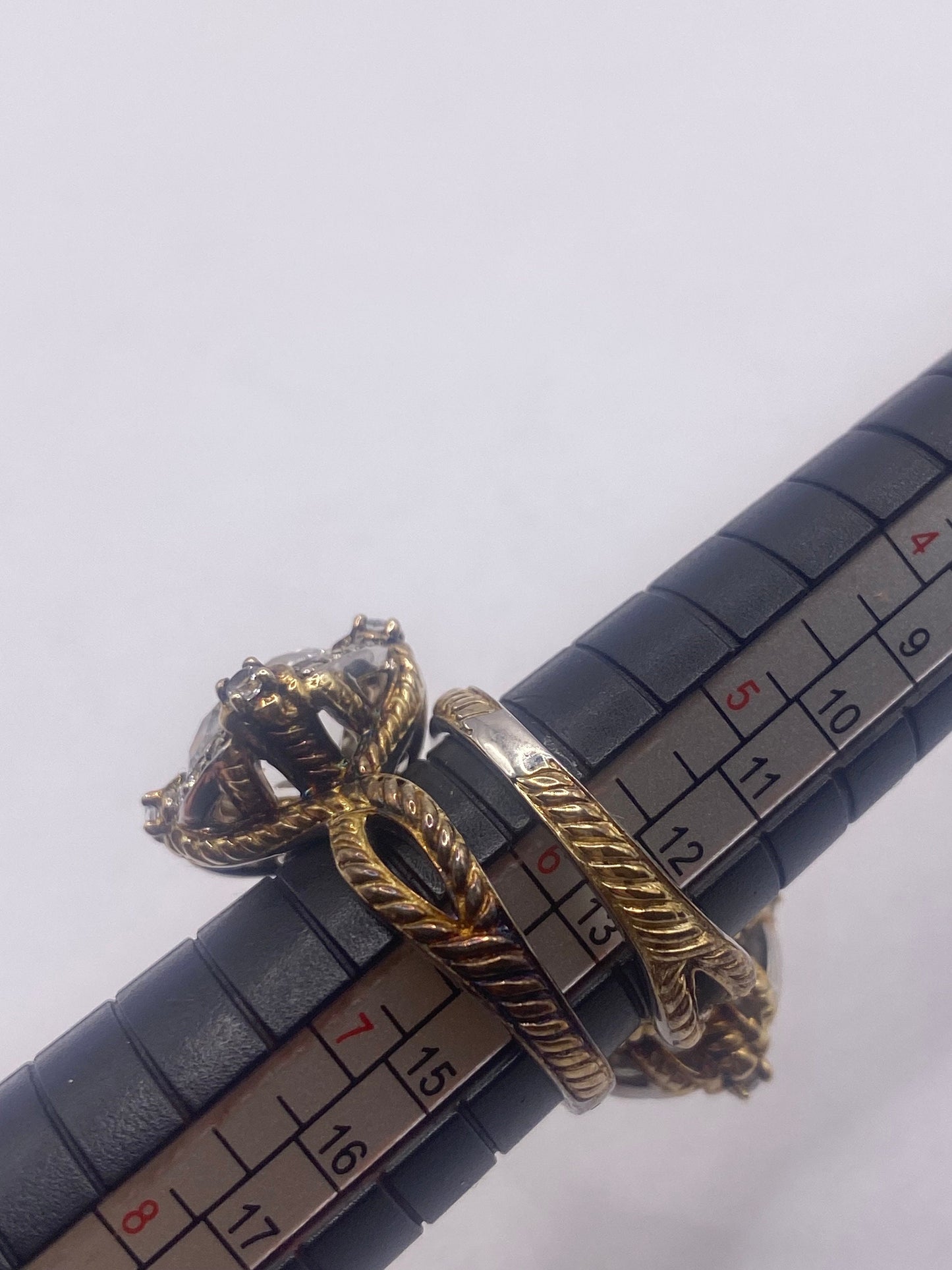 Vintage Clear Quartz white sapphire 925 Sterling Silver Cocktail Ring