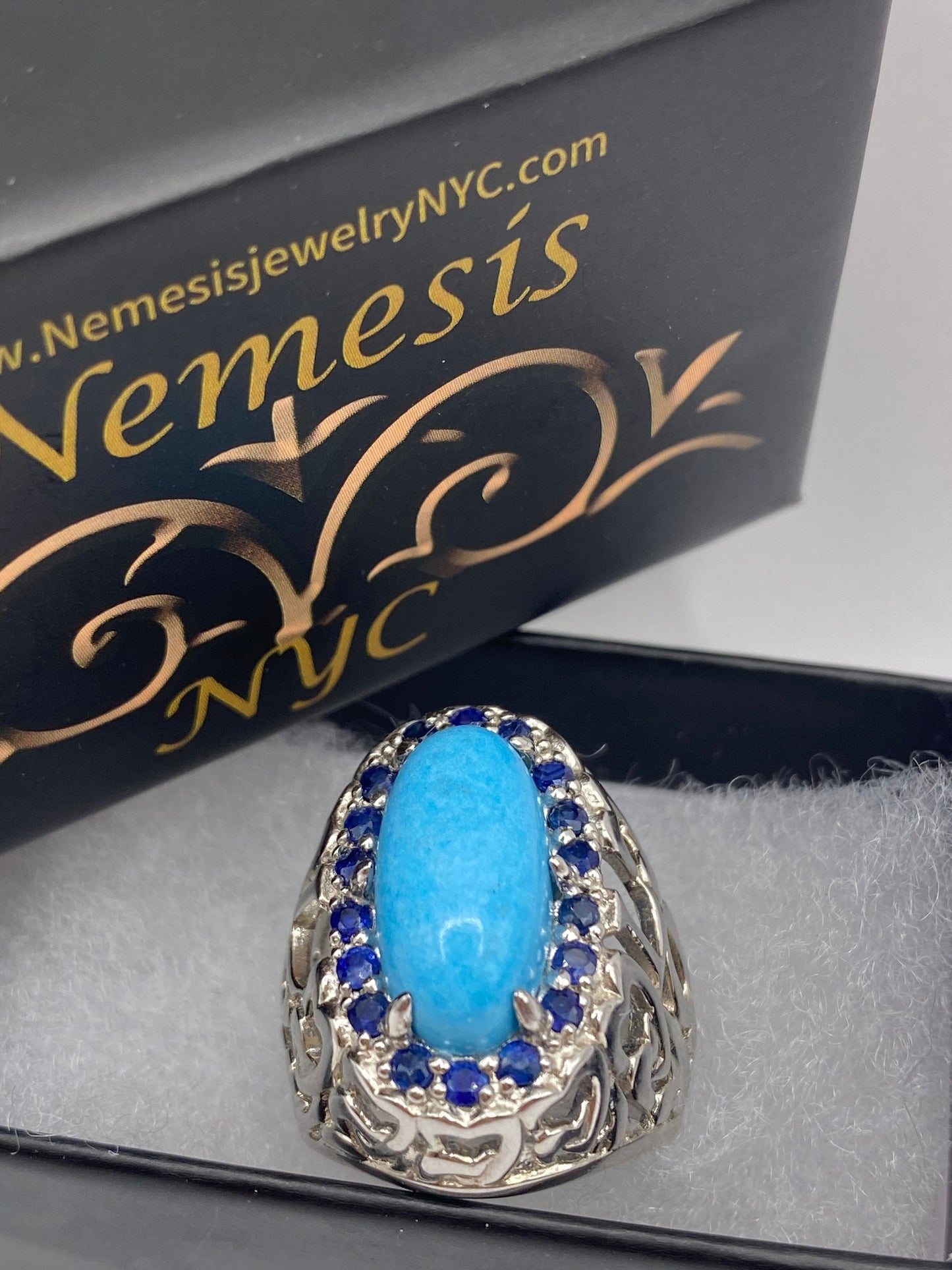 Vintage Tibetan Turquoise 925 Sterling Silver Ring