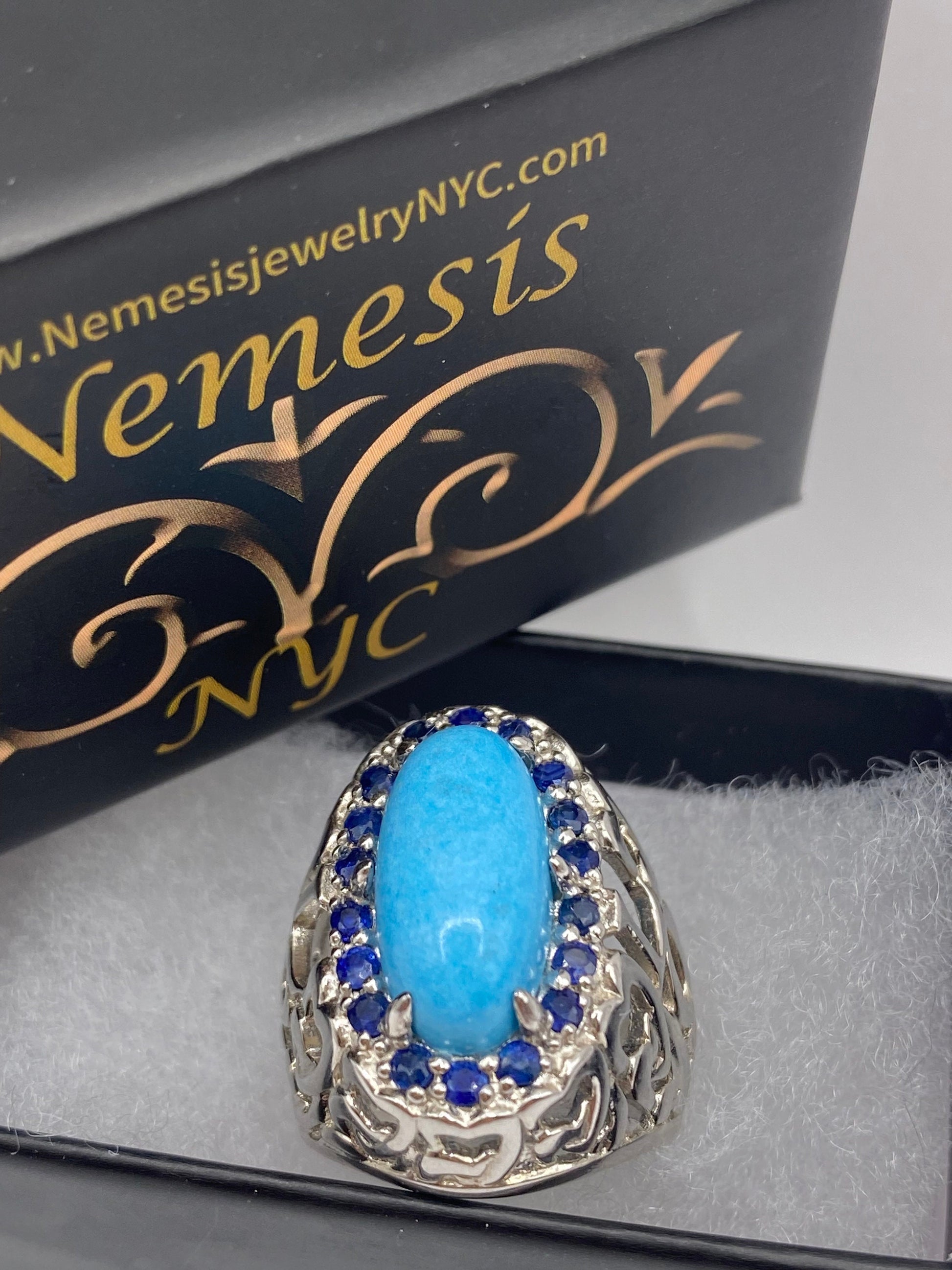 Vintage Tibetan Turquoise 925 Sterling Silver Ring